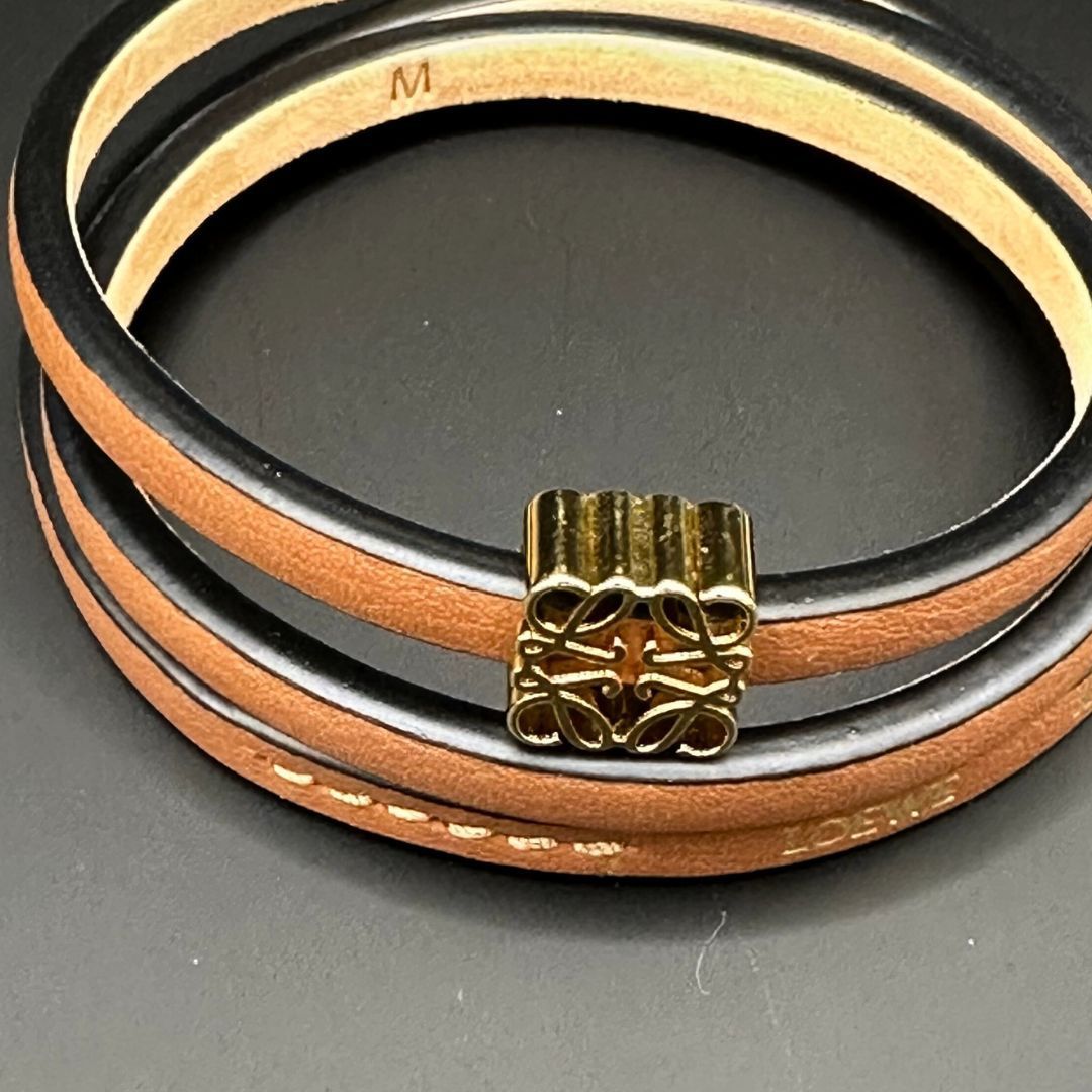 極美品】Loewe アナグラム ツイスト バングル カーフ ブレスレット