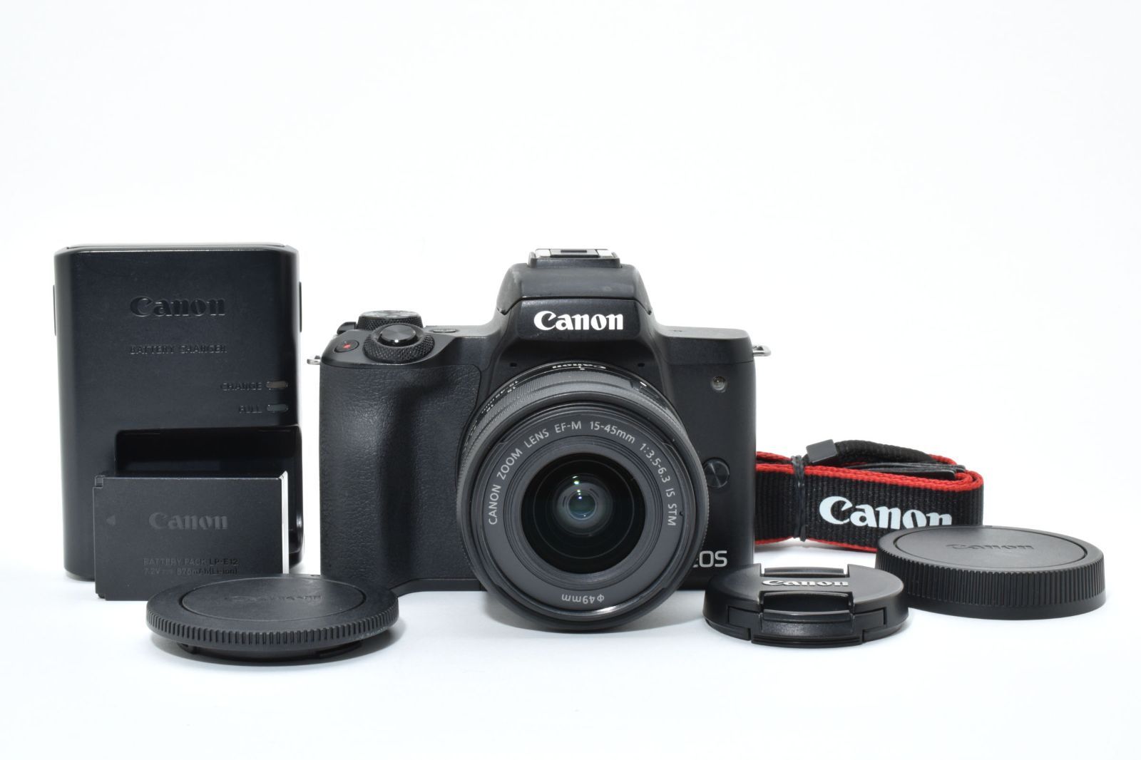 外観 上 キヤノン Canon EOS Kiss M EF-M 15-45 IS STM レンズキット ブラック ショット数33000回以下