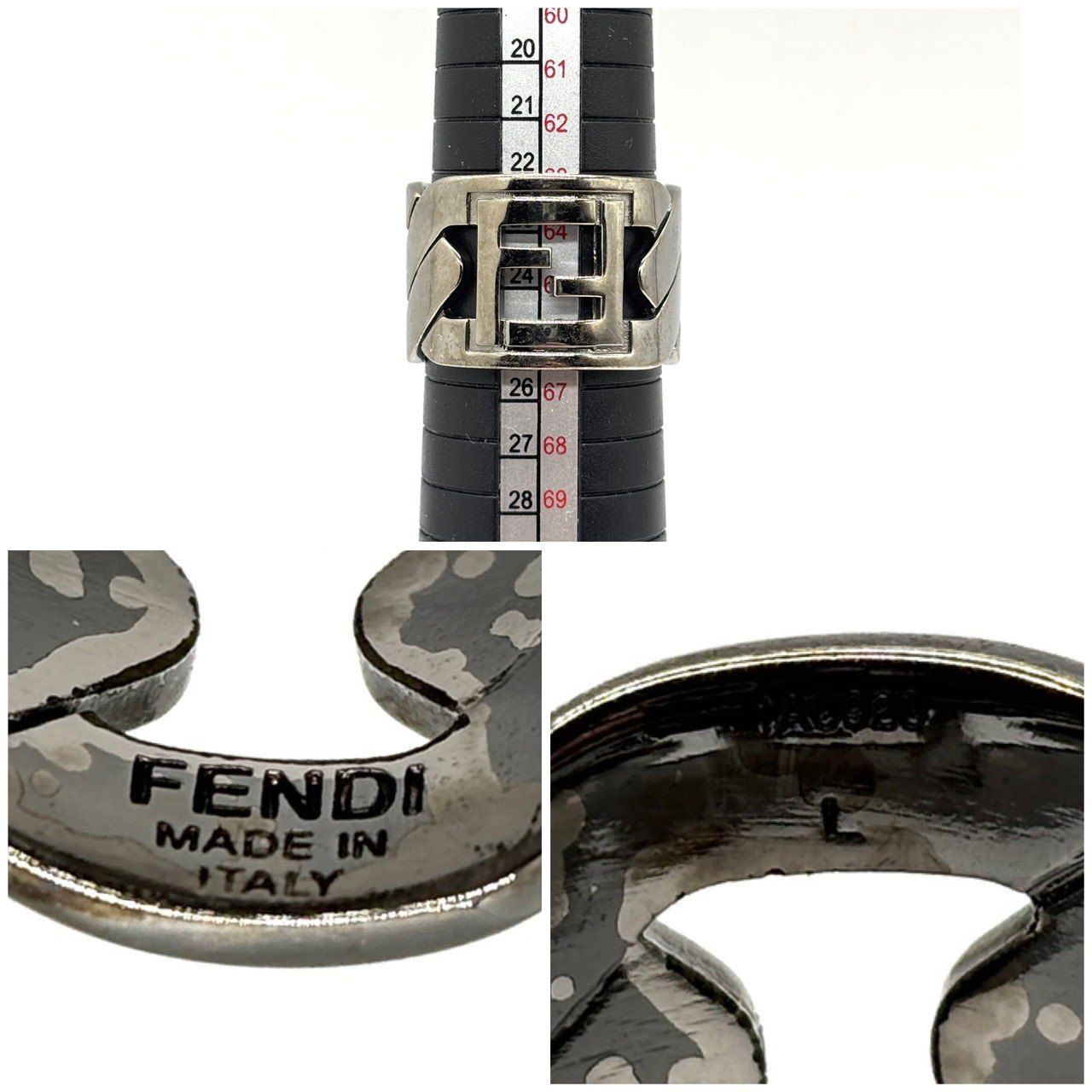 鋼の存在感を纏う】 FENDI フェンディ ズッカ リング FFロゴ チェーン