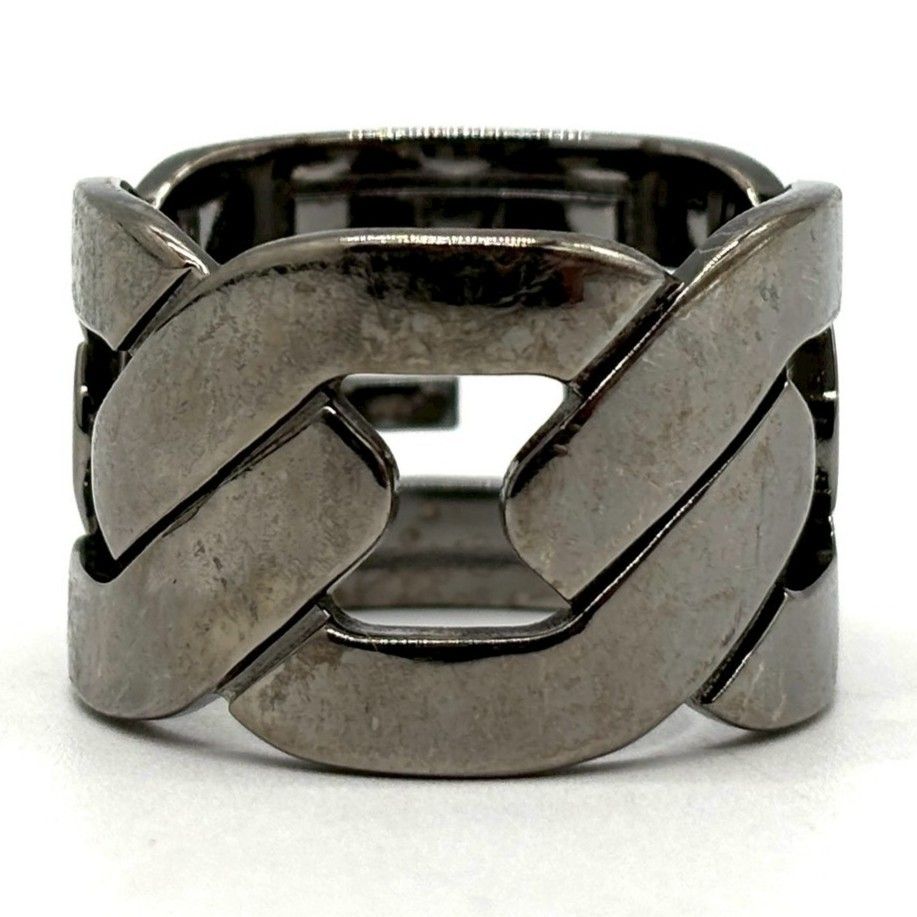 鋼の存在感を纏う】 FENDI フェンディ ズッカ リング FFロゴ チェーン