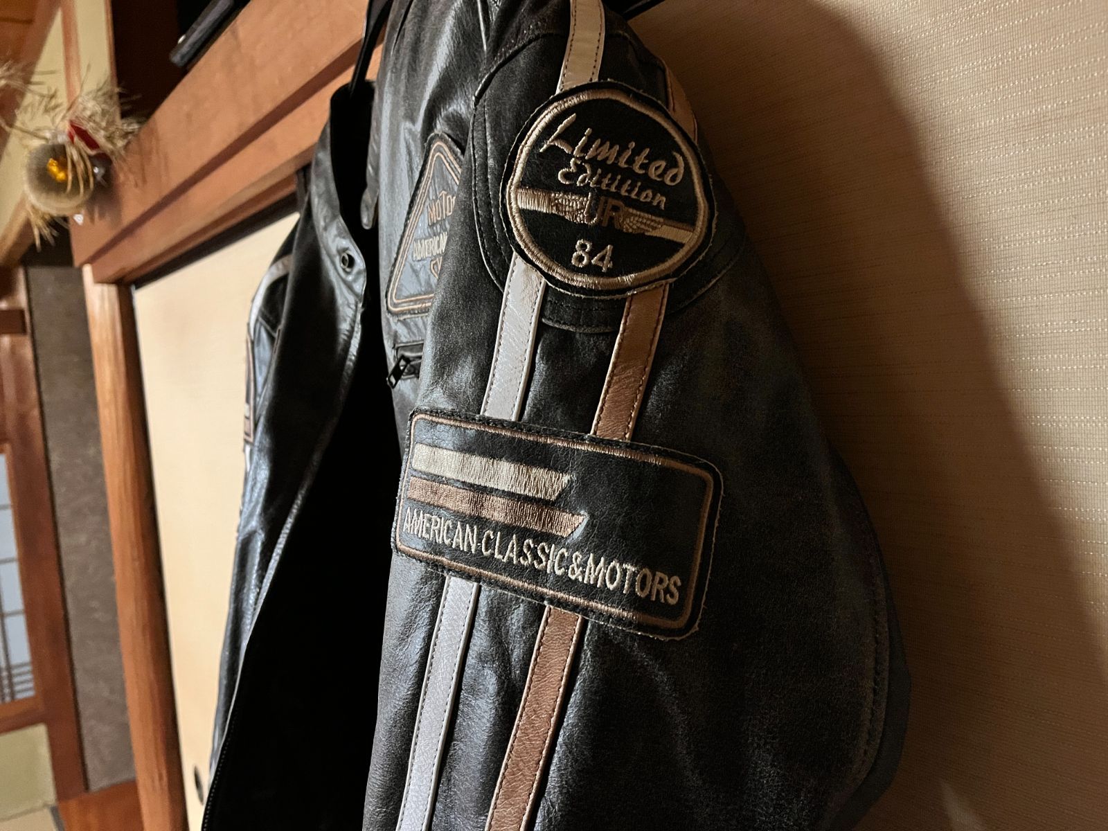 デグナー ライダースジャケット ブラック 牛革 ワッペン キルティング