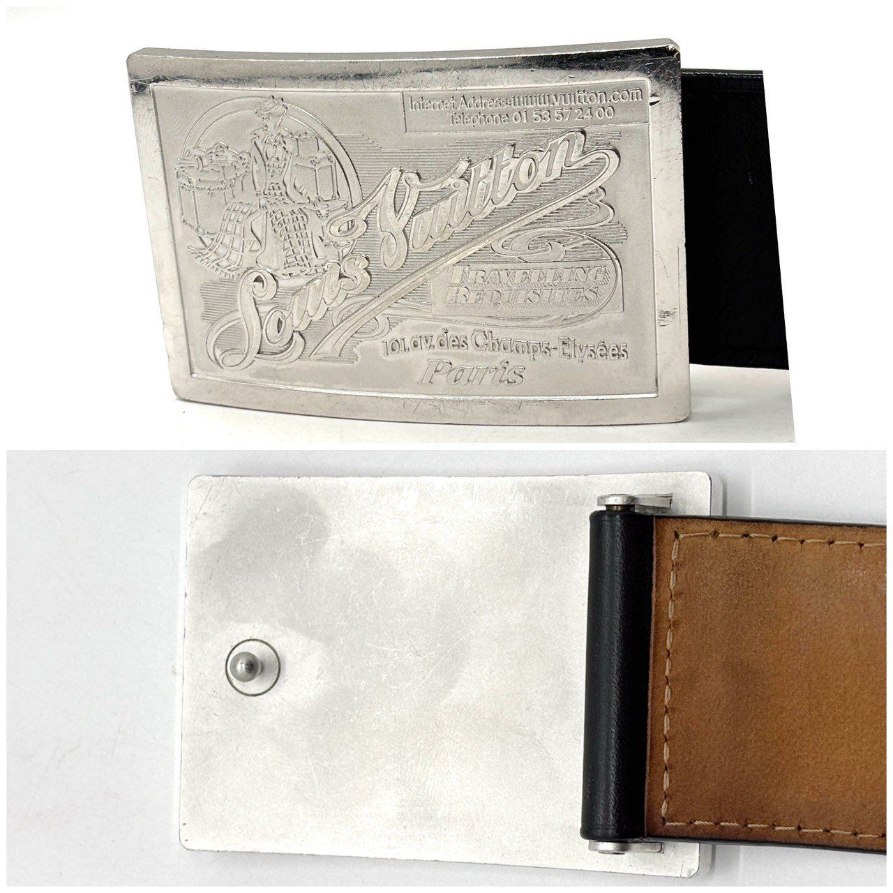 無骨に映える重厚刻印】 LOUIS VUITTON ルイヴィトン レザーベルト