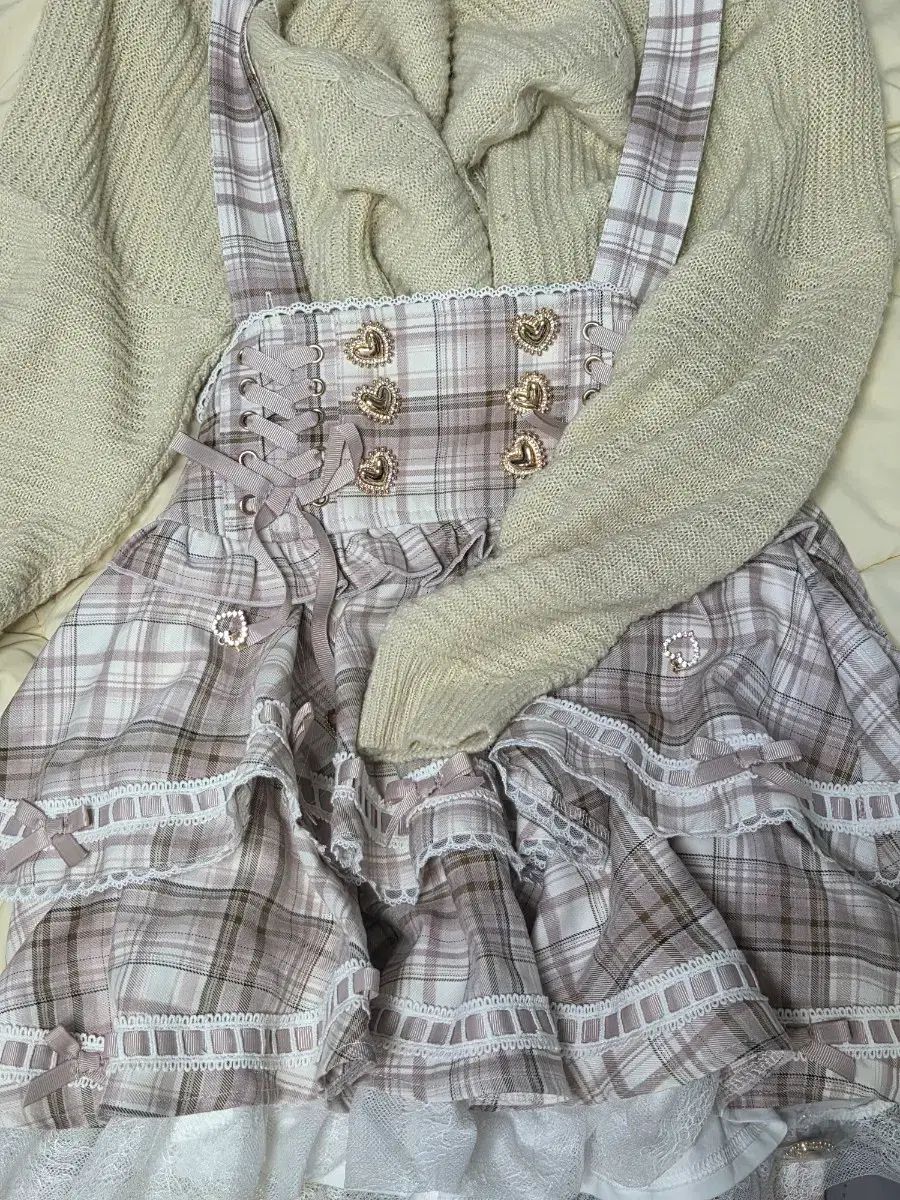 リズリサ サドルチェック スカート サスペンダースカート 量産型 地雷系