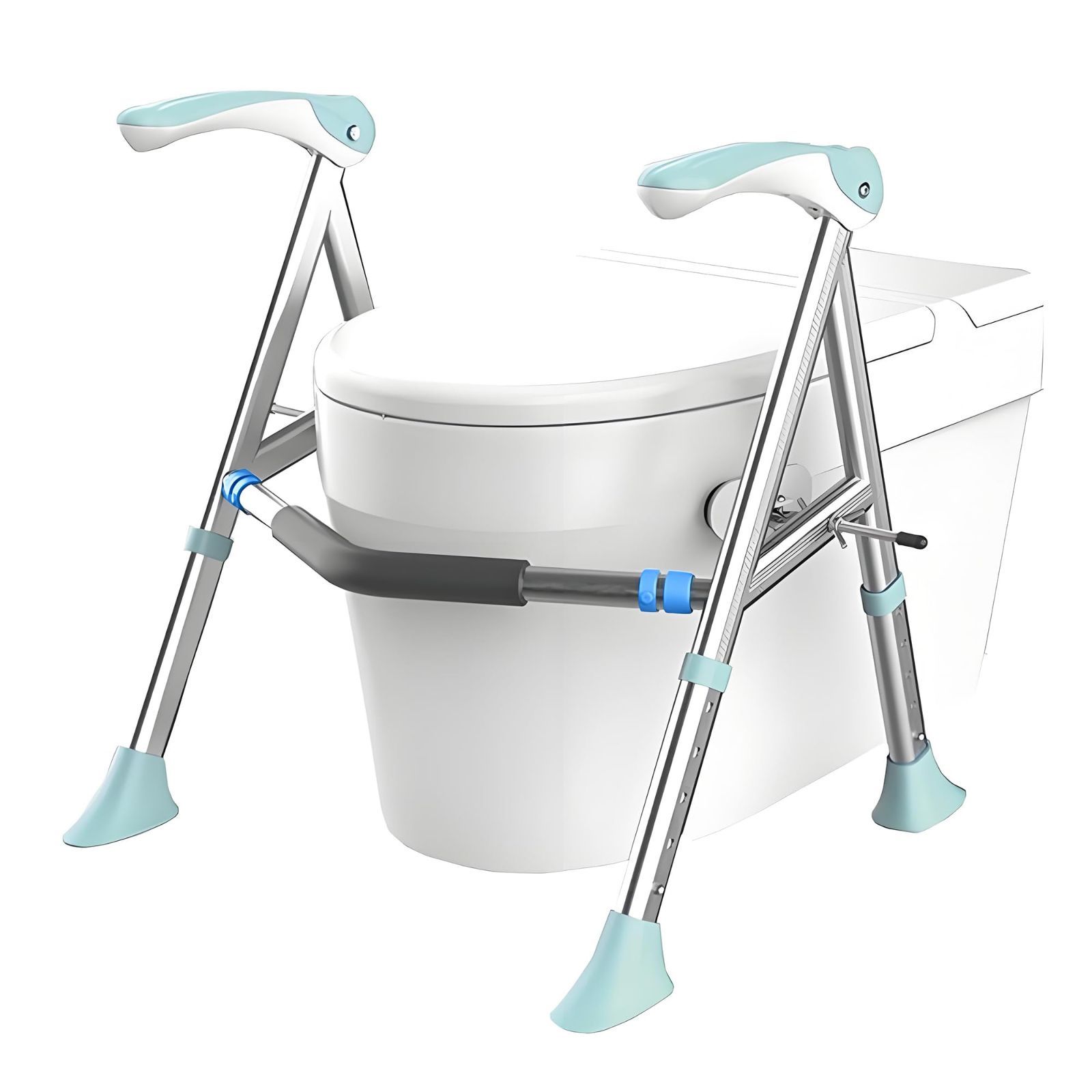 トイレ用手すり 手摺 介護 立ち上がりサポート 5段階調節 トイレ用アーム サポート 立ち上がり補助 トイレ用 補助手すり 幅＆高さ調節 組み立て簡単 工事不要 グリンー