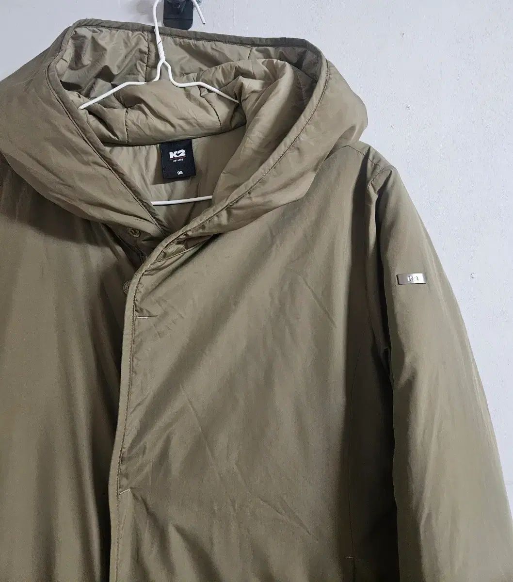 K 2 フード ロング コート カーキ色