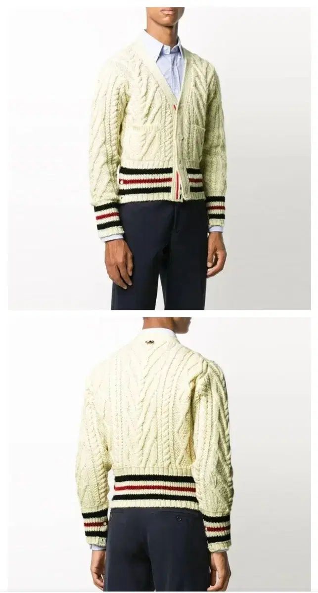 正規品)トム・ブラウン アイボリー ケーブル ニット カーディガン(3