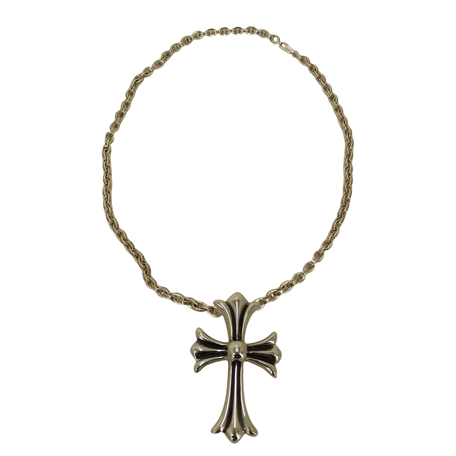 ユーズドフルギ 古着 silver kyasha ラージクロス トップ ペーパーチェーン ネックレス セット メンズ 表記無