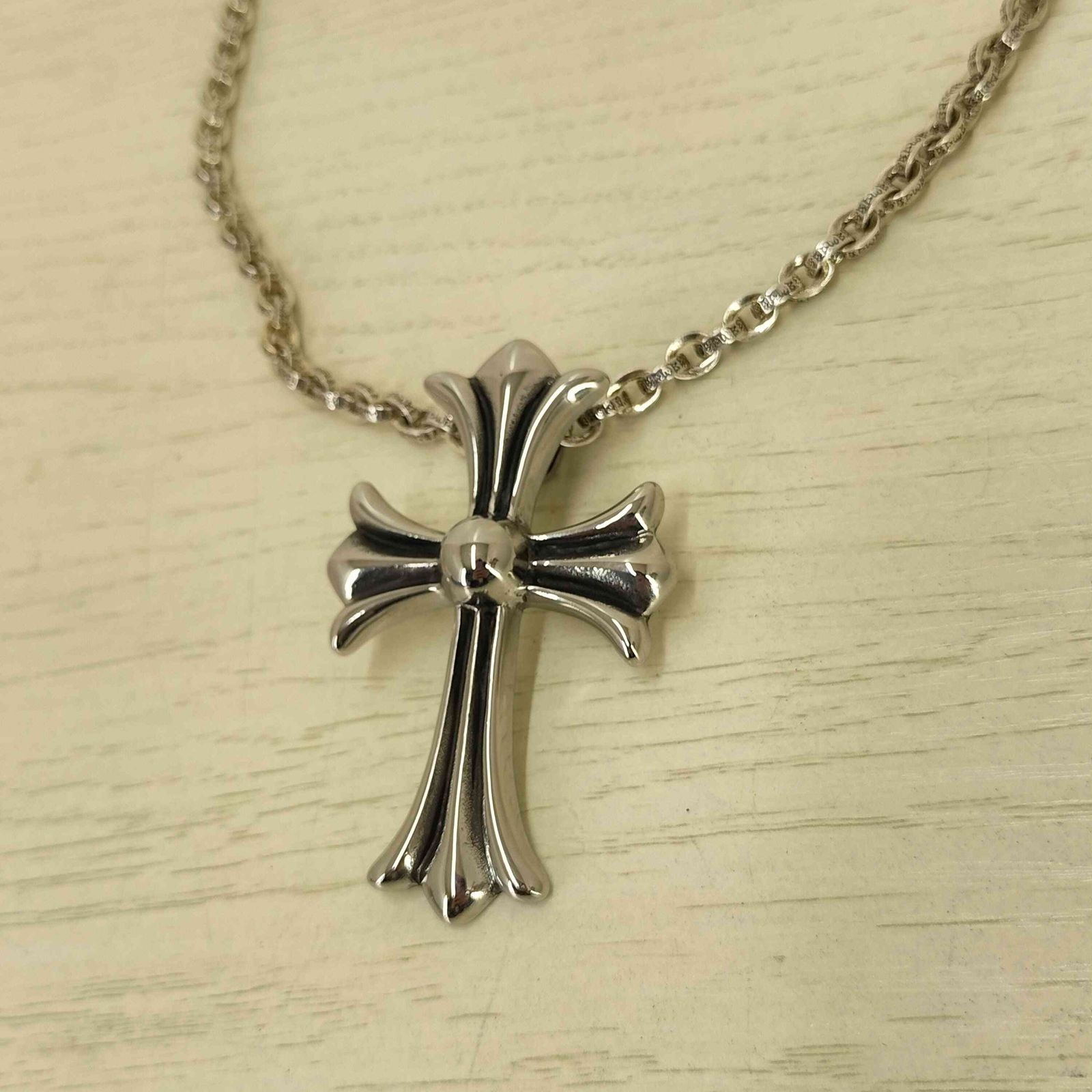 ユーズドフルギ 古着 silver kyasha ラージクロス トップ ペーパーチェーン ネックレス セット メンズ 表記無