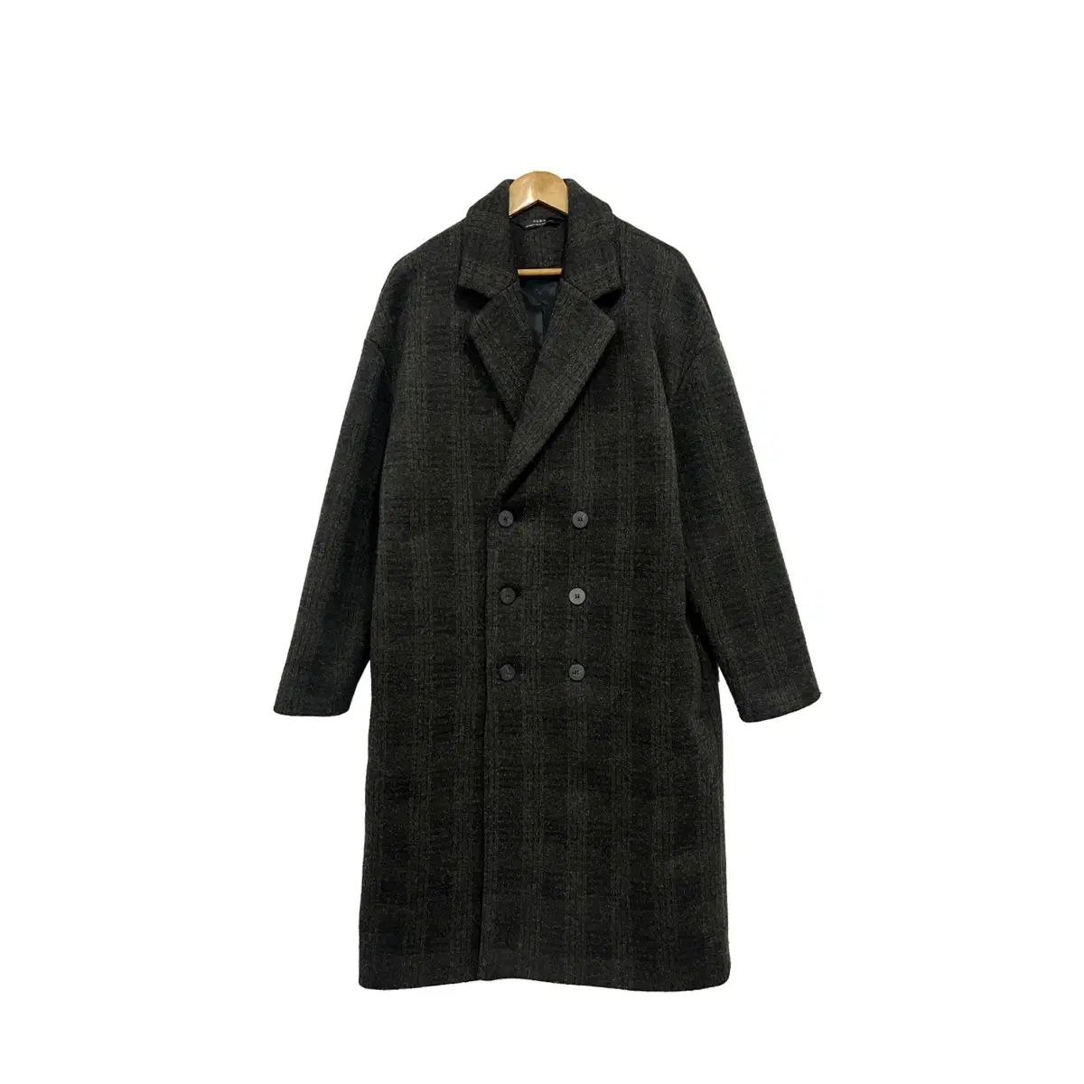 95 ザラ オーバーサイズ CHECK ダブルコート メンズ ロング コート