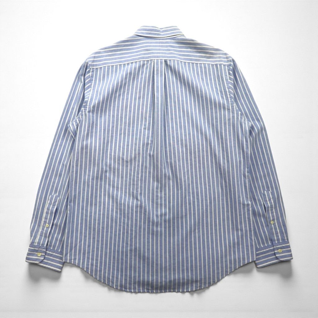 【K】ラルフローレン シャツ ボタンダウン ストライプ 綿 ポニー刺繍 Ralph Lauren オックスフォード ボタンダウン シャツ L ブルー