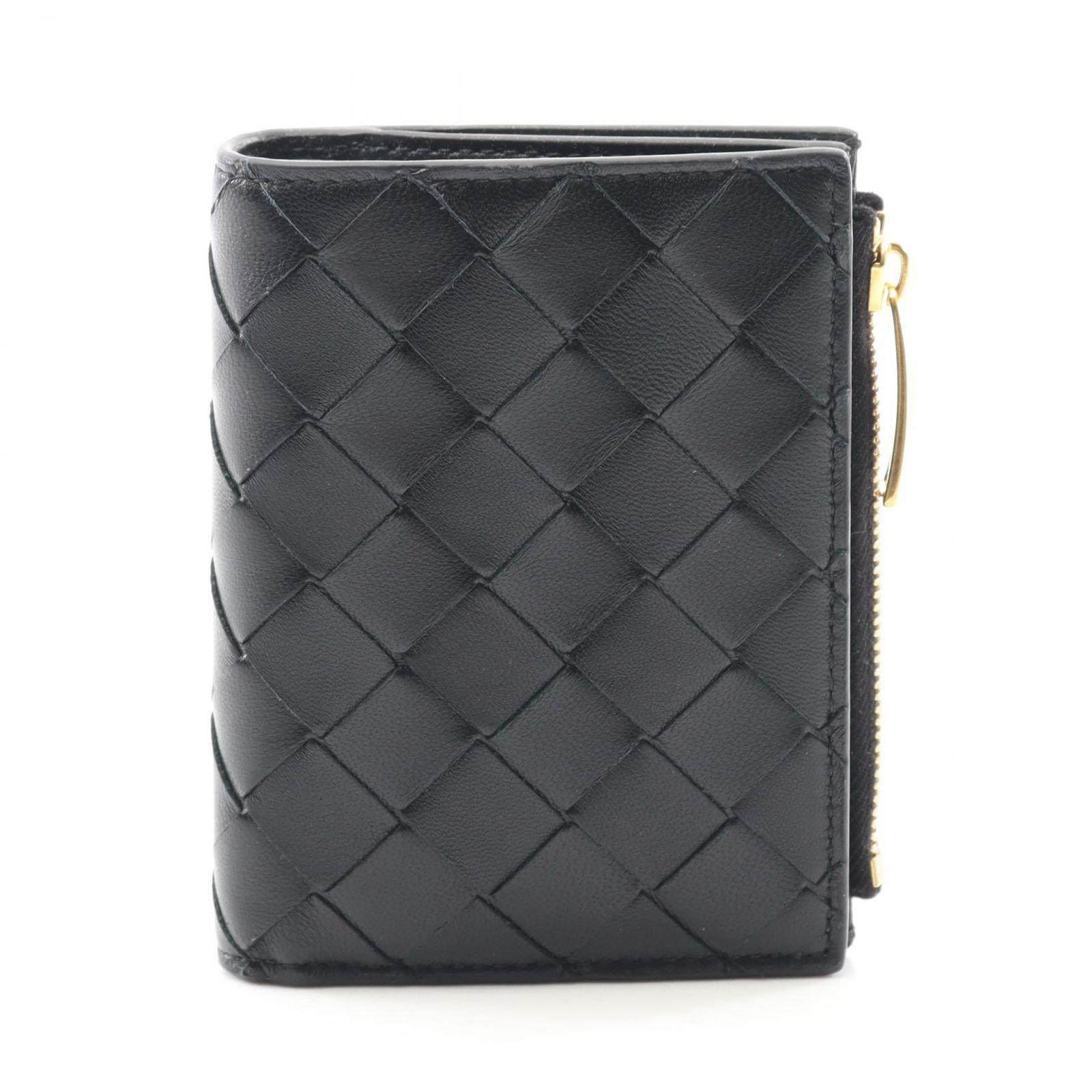 ボッテガヴェネタ BOTTEGA VENETA 二つ折り財布 イントレチャート ブラック レザー 二つ折り長財布 ユニセックス