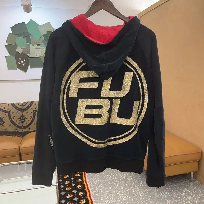 プーFUBU レア 00's ビックロゴ 弱起毛 フードジップアップ L C07464