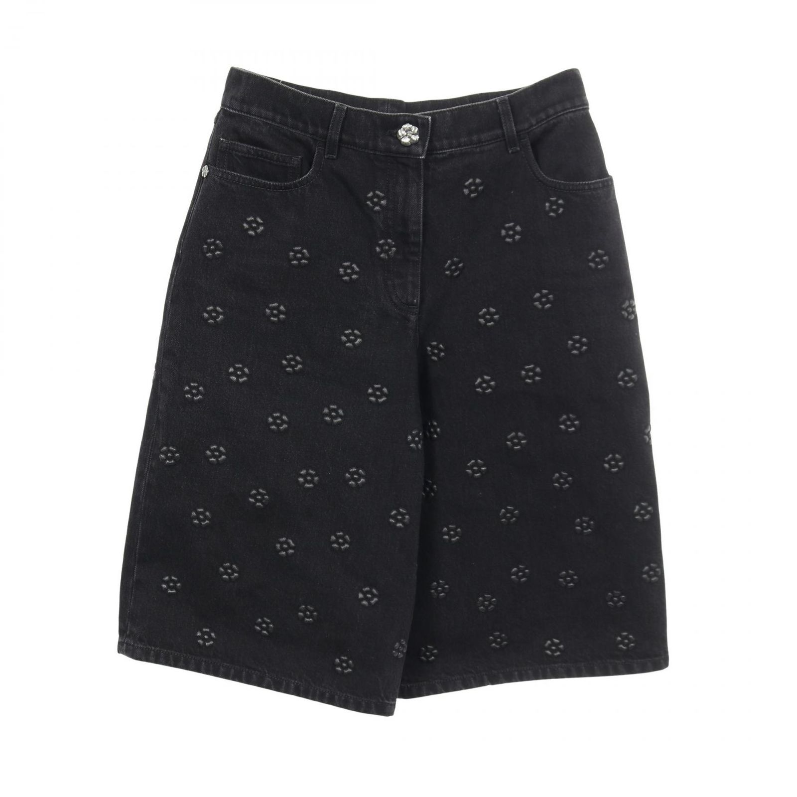 シャネル CHANEL デニムパンツ カメリア ココマーク コットン ハーフパンツ レディース A