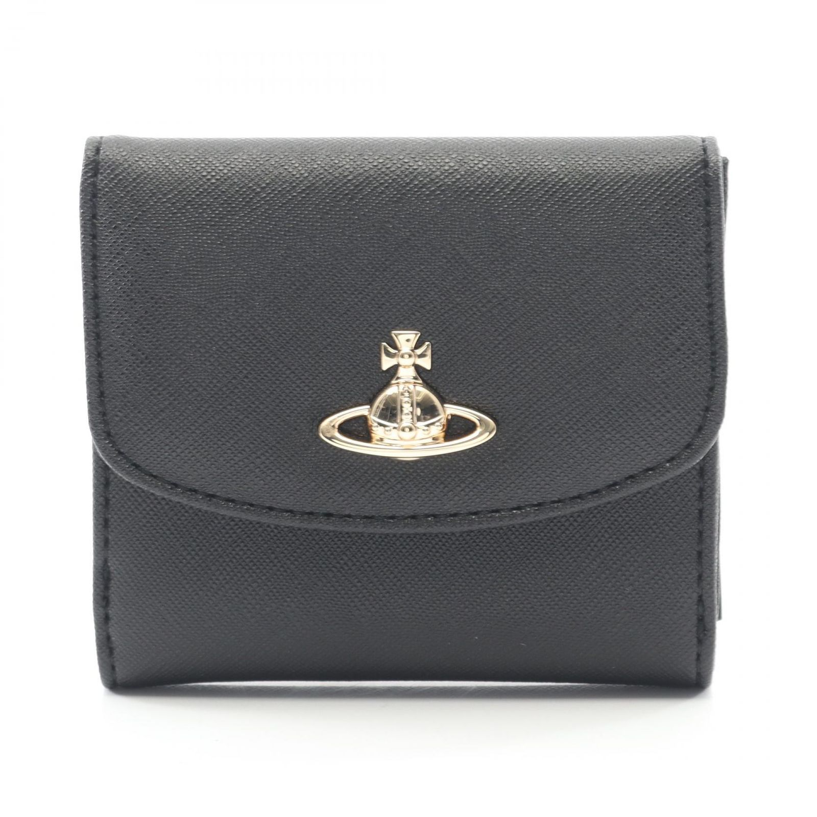 ヴィヴィアンウエストウッド Vivienne Westwood 二つ折り財布 オーブ ブラック レザー レディース