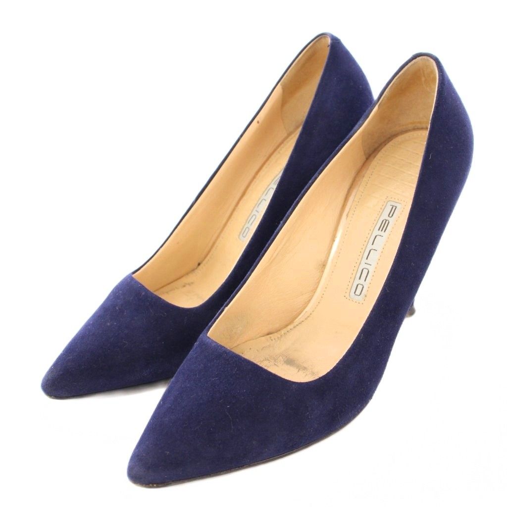 PELLICOネイビー ポインテッドトゥパンプス ペリーコ PELLICO パンプス ポインテッドトゥ ハイヒール スエード
