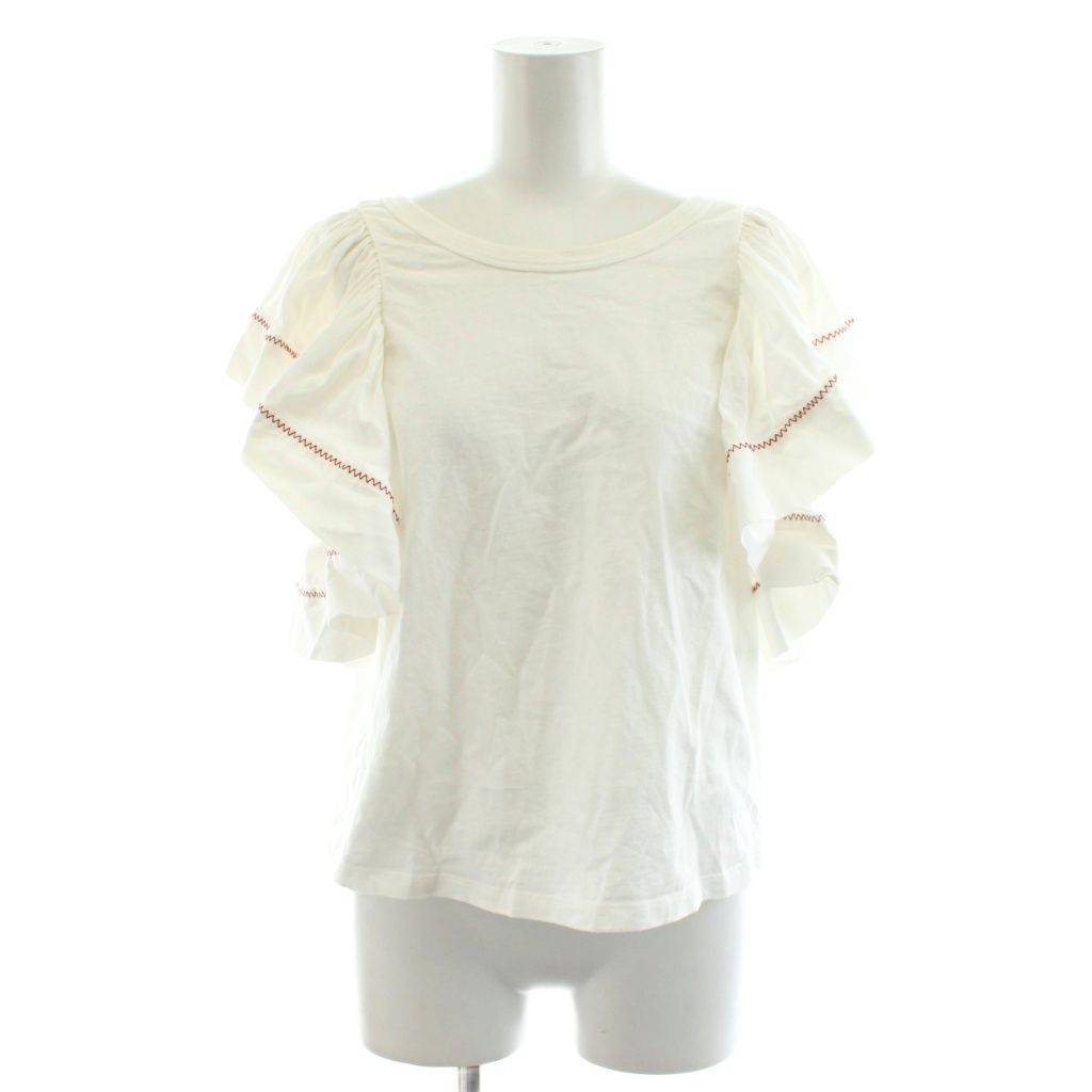 シーバイクロエ SEE BY CHLOE カットソー ノースリーブ フリル コットン S 白 ホワイト |AN 6
