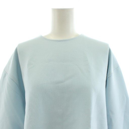 新品タグ付き！yori ダブルクロスTeeブラウス ヨリ yori ダブルクロスTeeブラウスプルオーバー シャツ 長袖 F 水色