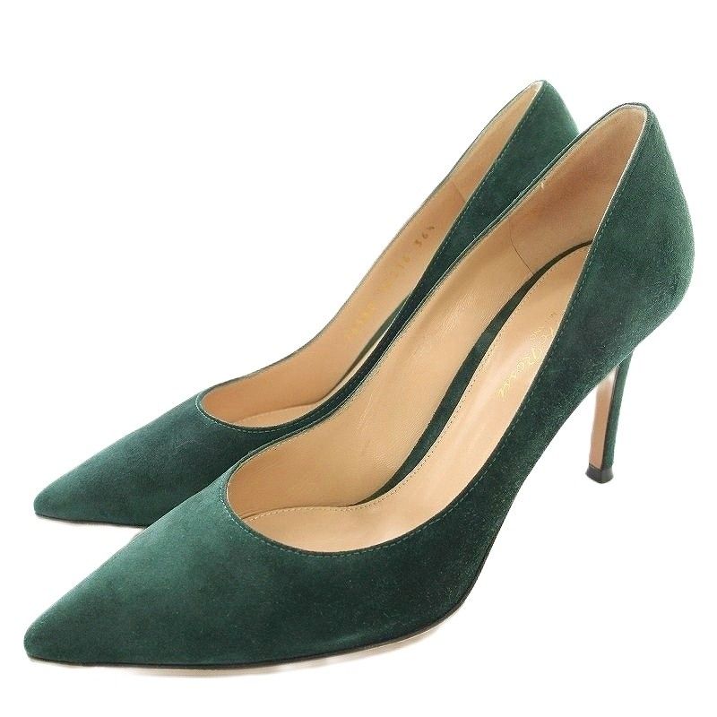 ジャンヴィトロッシ Gianvito Rossi スエード パンプス ハイヒール 36 5 緑 グリーン G