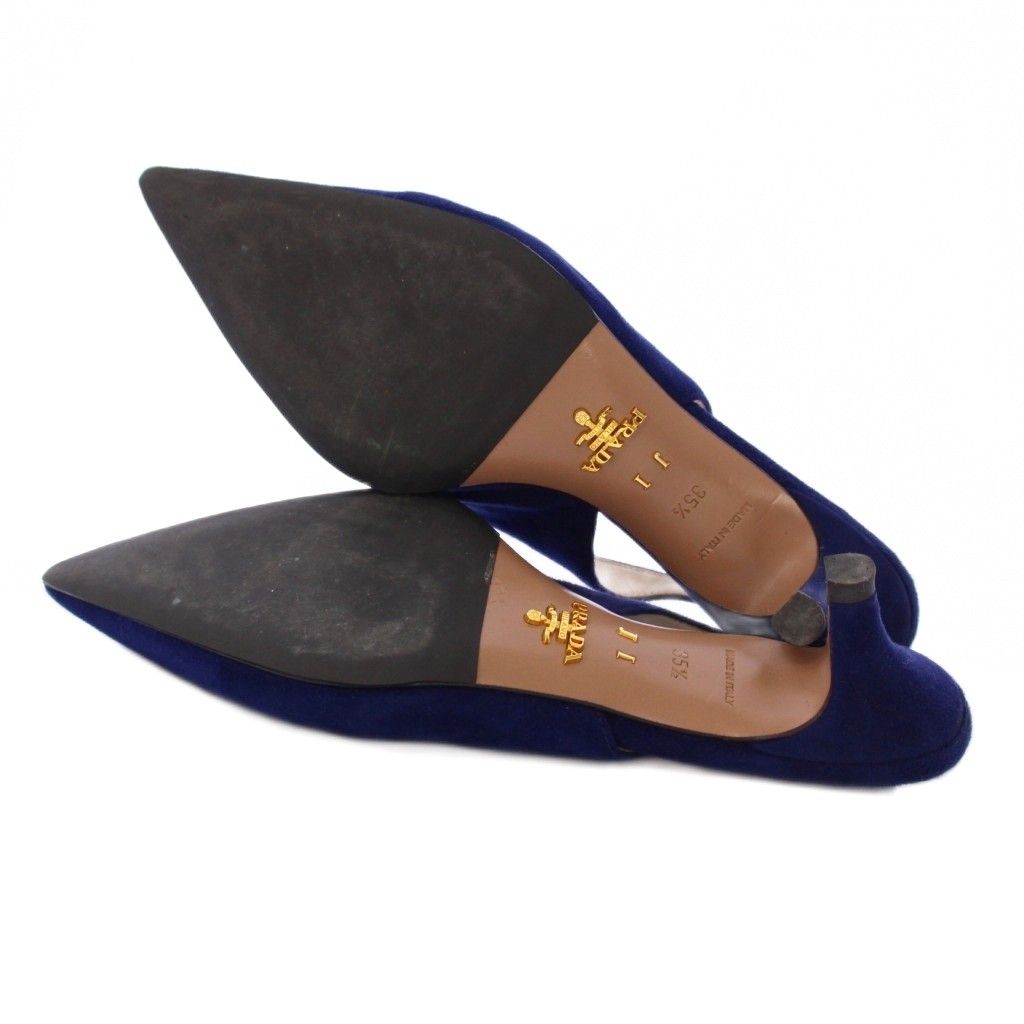 プラダ PRADA スリングバック パンプス ミドルヒール ポインテッドトゥ