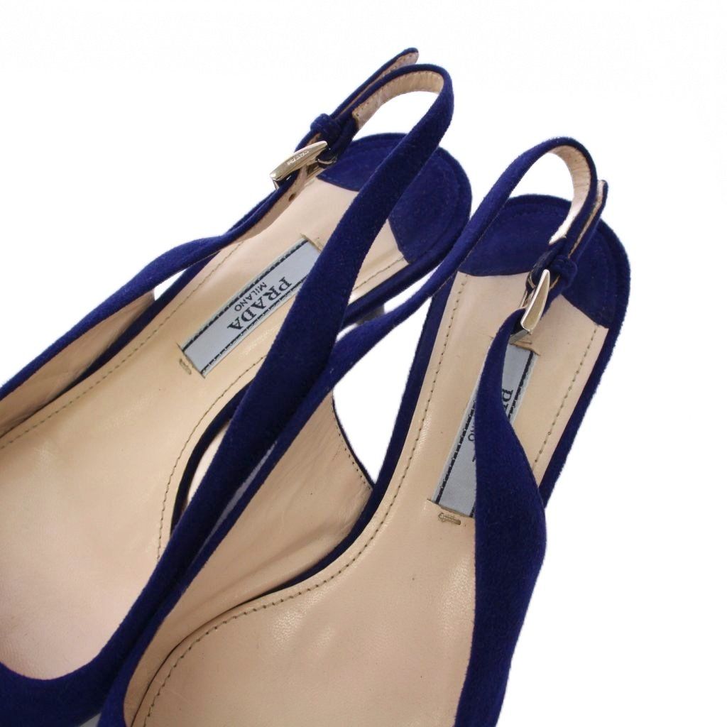 プラダ PRADA スリングバック パンプス ミドルヒール ポインテッドトゥ