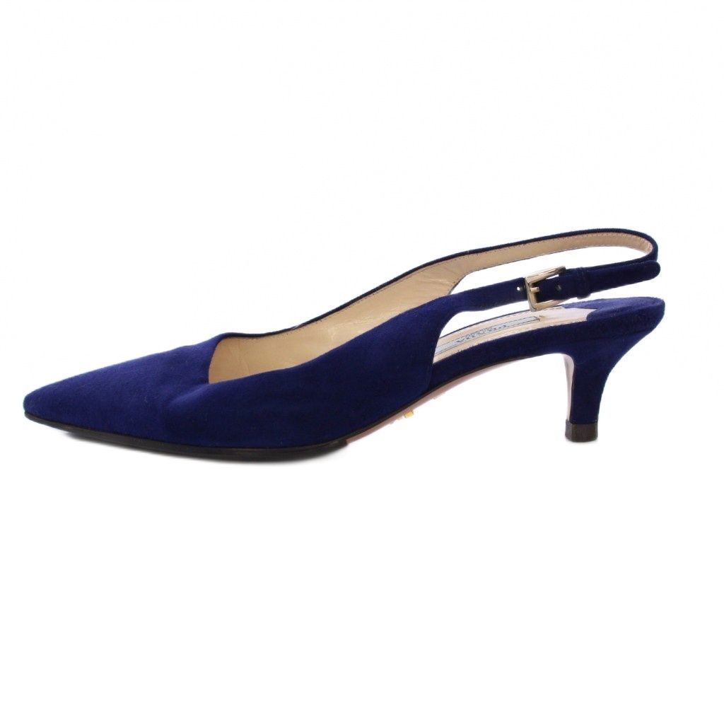 プラダ PRADA スリングバック パンプス ミドルヒール ポインテッドトゥ