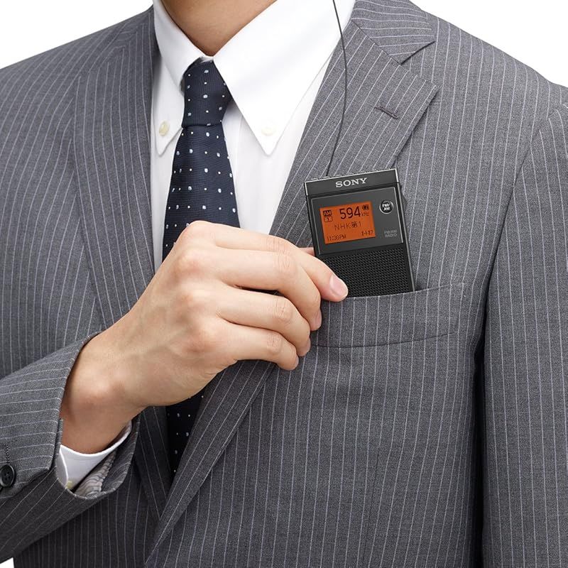 ソニー PLLシンセサイザーラジオ FM|AM|ワイドFM対応 片耳巻取り 名刺サイズ SRF-R 356 ブラック