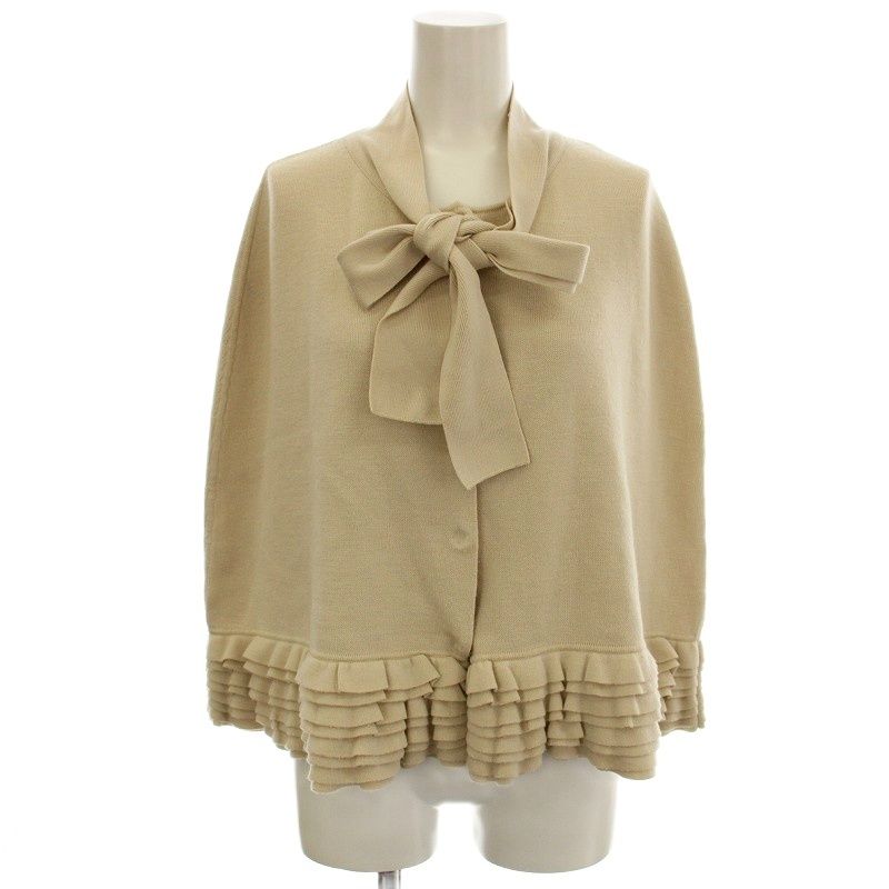 ヴァレンティノ ヴァレンチノ ニット ポンチョ ケープ フリル 40 ベージュ G