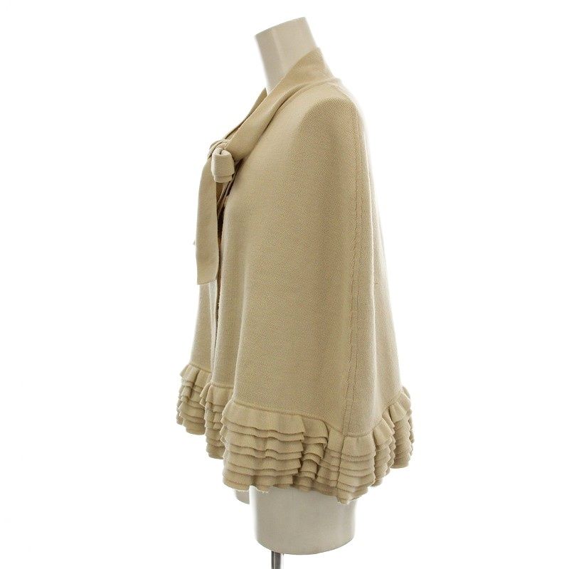  ヴァレンティノ ヴァレンチノ ニット ポンチョ ケープ フリル 40 ベージュ G ポンチョ ケープコート ジャケット アウター