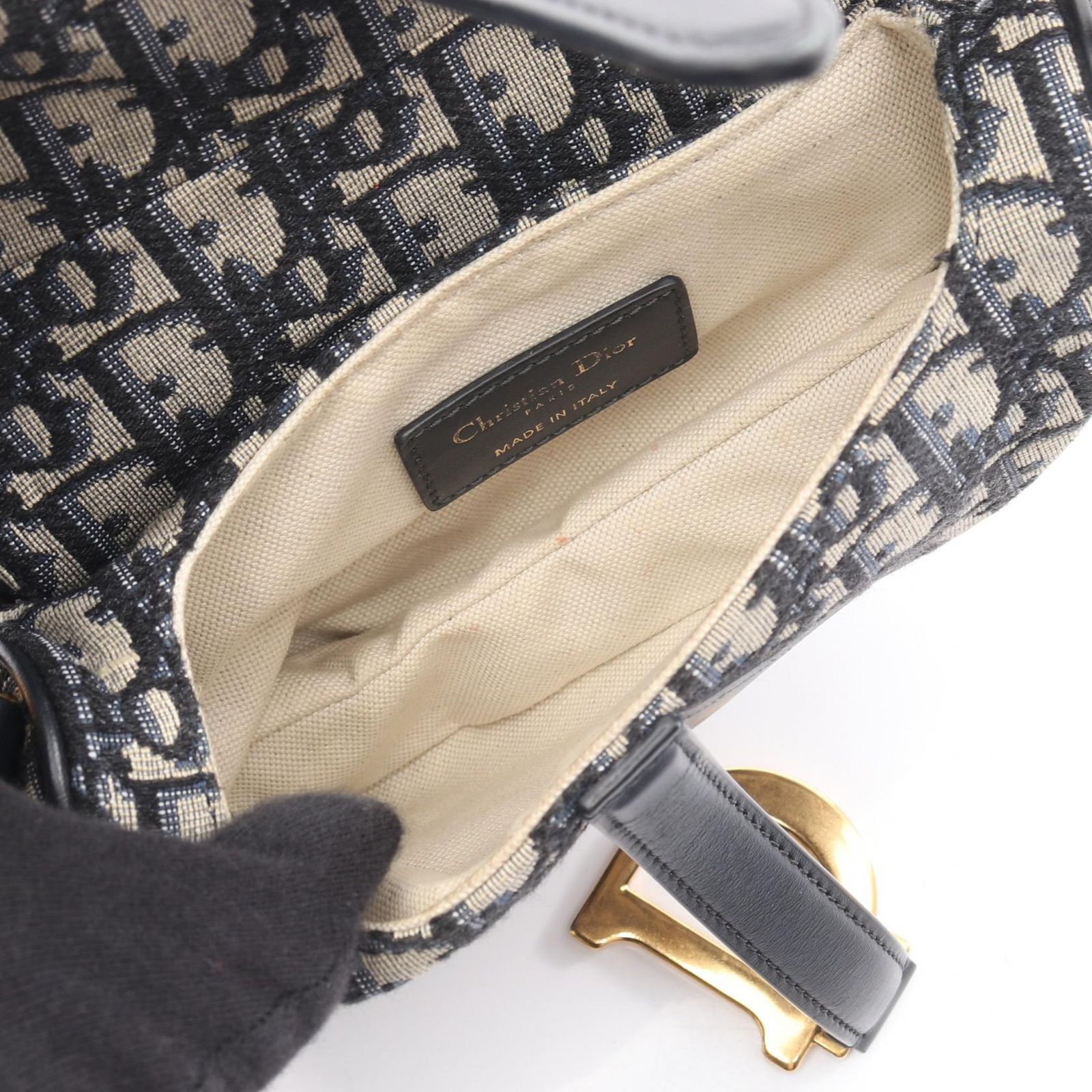 ディオール Dior サドルバッグ ミニ オブリークジャガード ハンドバッグ バッグ キャンバス レザー レディース ベージュ系 / ブラック系 / ネイビー系 【中古】 ディオール Dior ハンドバッグ サドルバッグ ミニ オブリーク