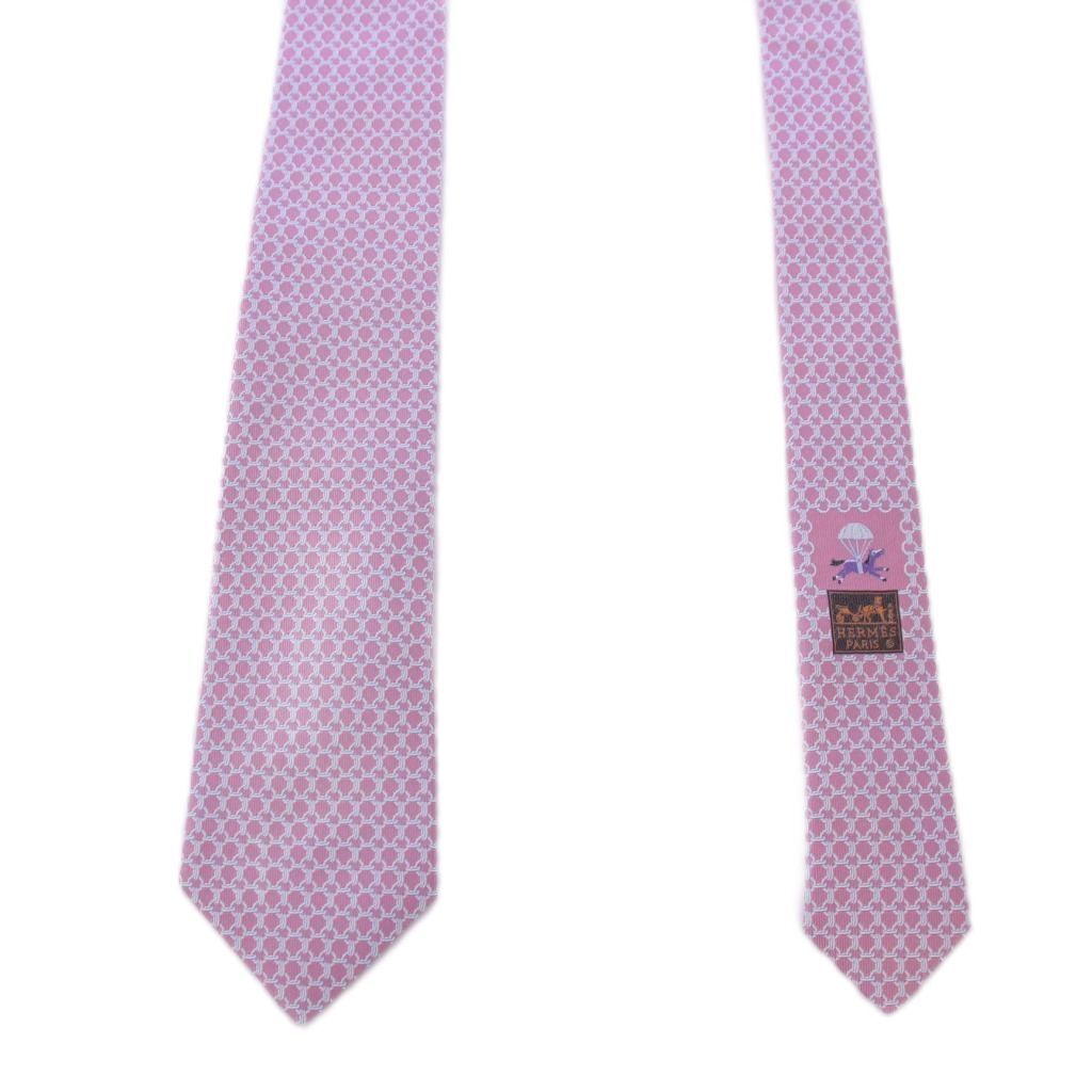 エルメス HERMES ネクタイ 総柄 シルク フランス製 ピンク 339059T /BM