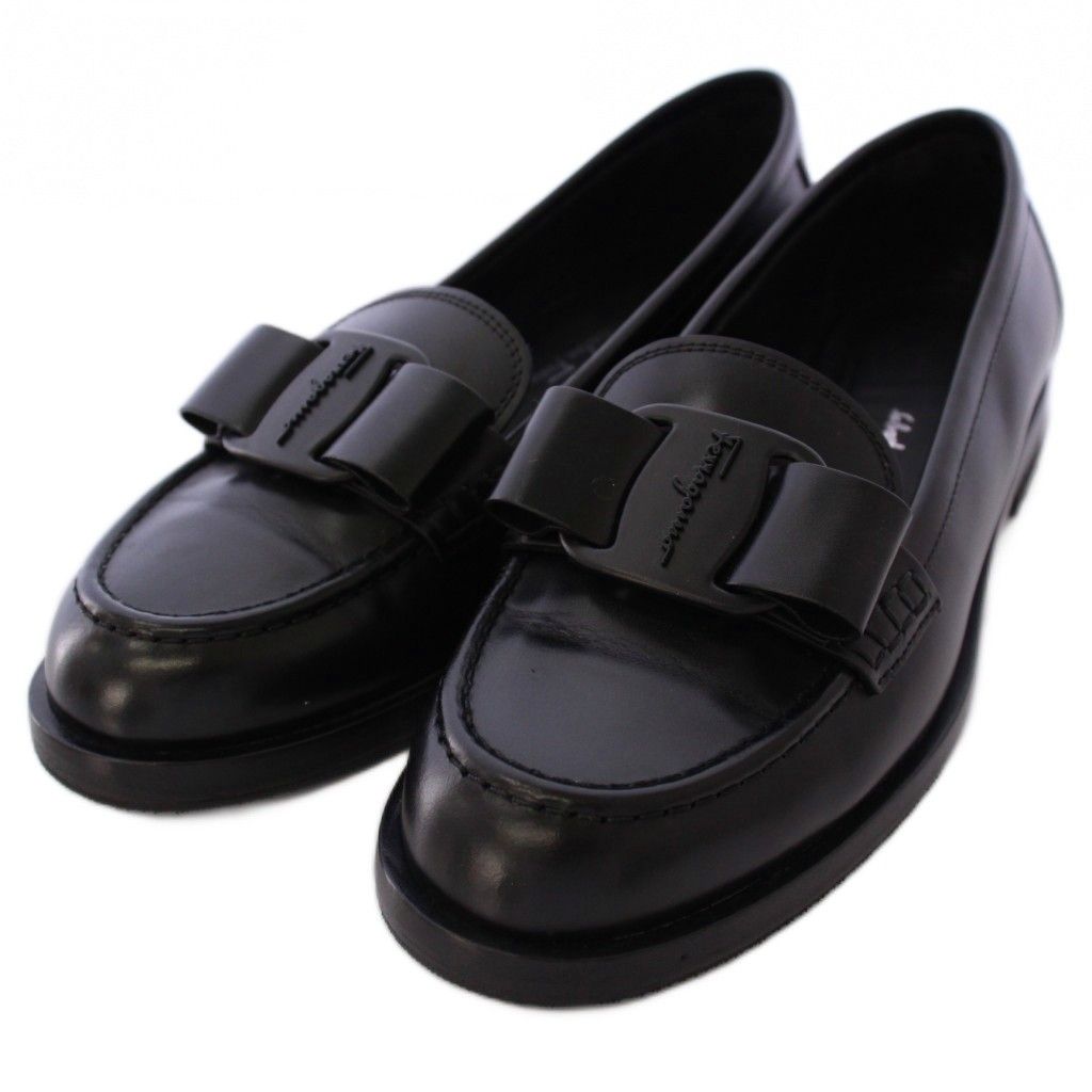 良品✨ フェラガモ ローファー VIVALD ヴァラリボン レザー ブラック フェラガモ☆VIVA LOAFERローファー (FERRAGAMO/ローファー