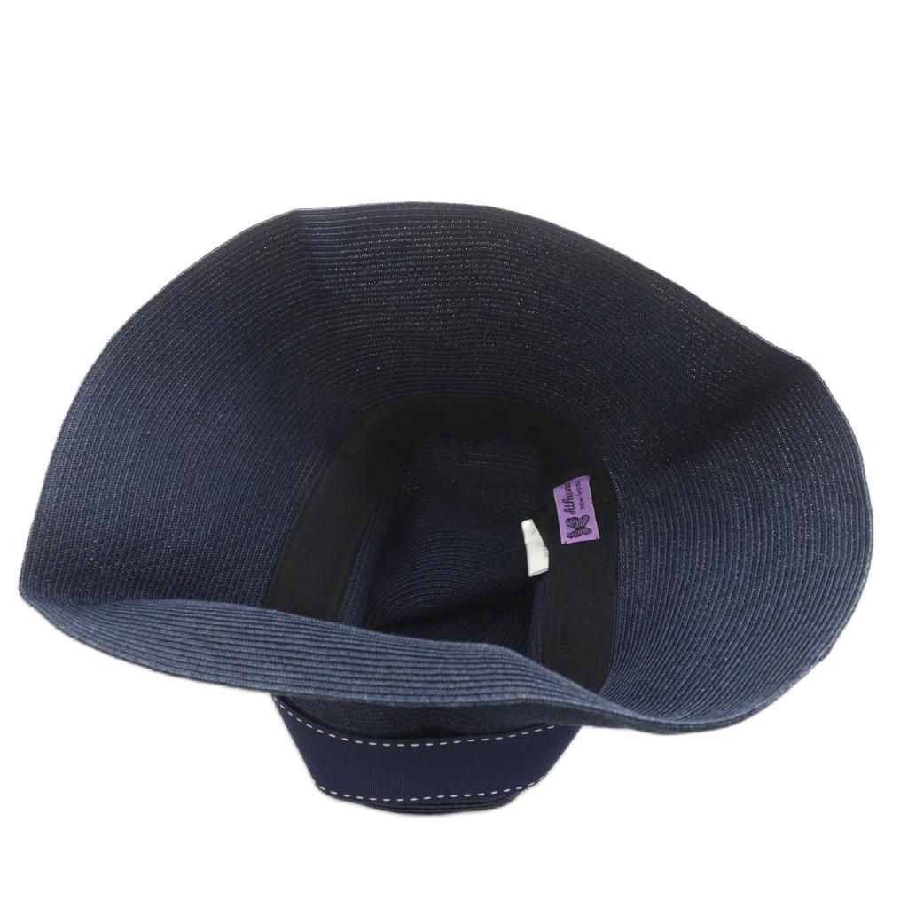 Athena NewYork リボン付き麦わら帽子　アシーナニューヨーク　新品 アシーナ ニューヨーク Athena New York 麦わら帽子 リボン 紺