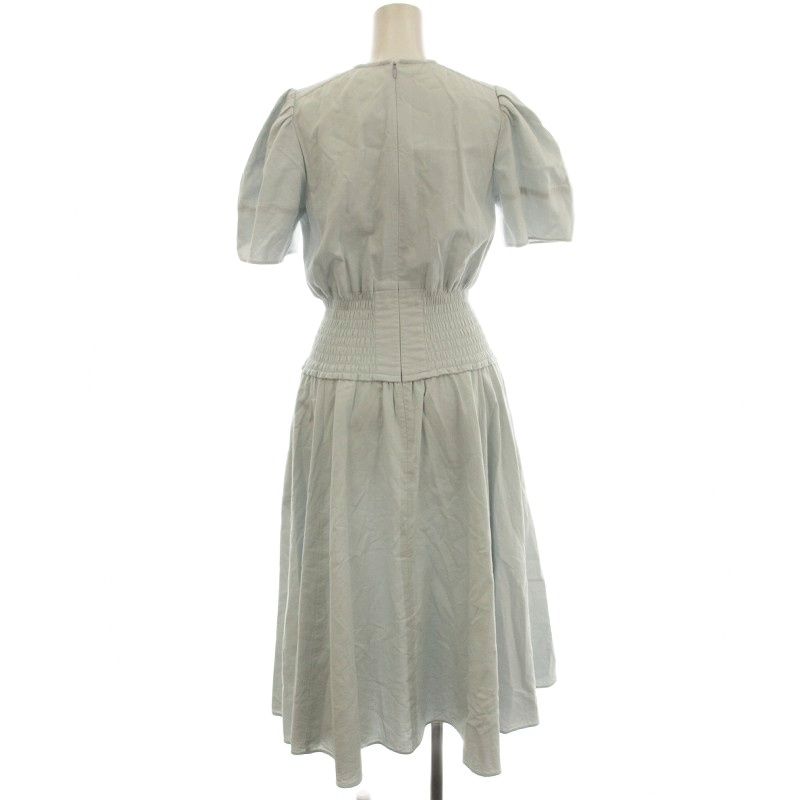 ボーダーズアットバルコニー BORDERS at BALCONY リゾートシャーリングドレス ワンピース 半袖 ロング 36 水色 ライトブルー BD 2111 P-3 E-02 G