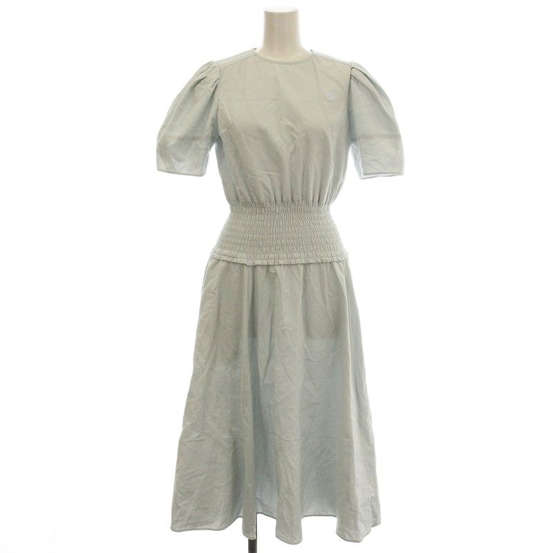 ボーダーズアットバルコニー BORDERS at BALCONY リゾートシャーリングドレス ワンピース 半袖 ロング 36 水色 ライトブルー BD 2111 P-3 E-02 G