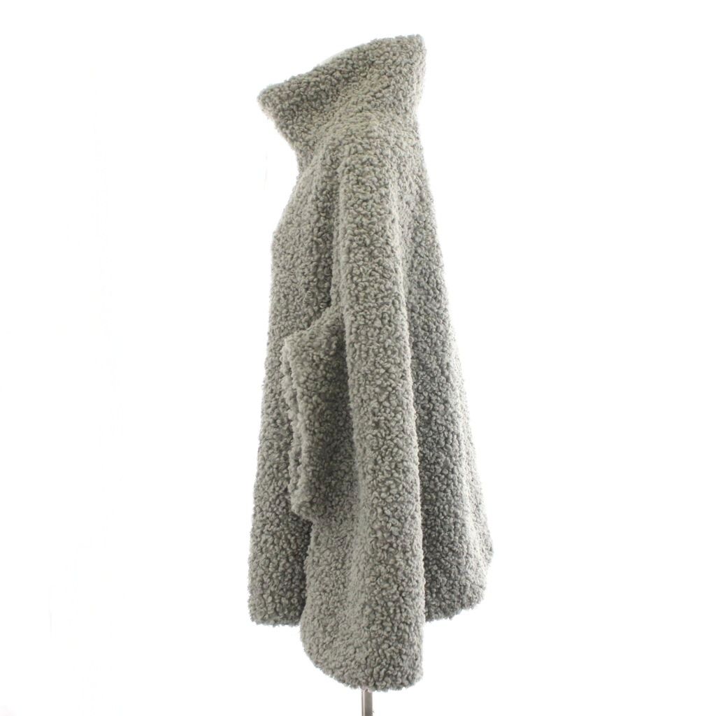 スリードッツ three dots プードルボア ケープ Poodle boa cape ポンチョ アウター S グレー PB 0005 Y AN 44