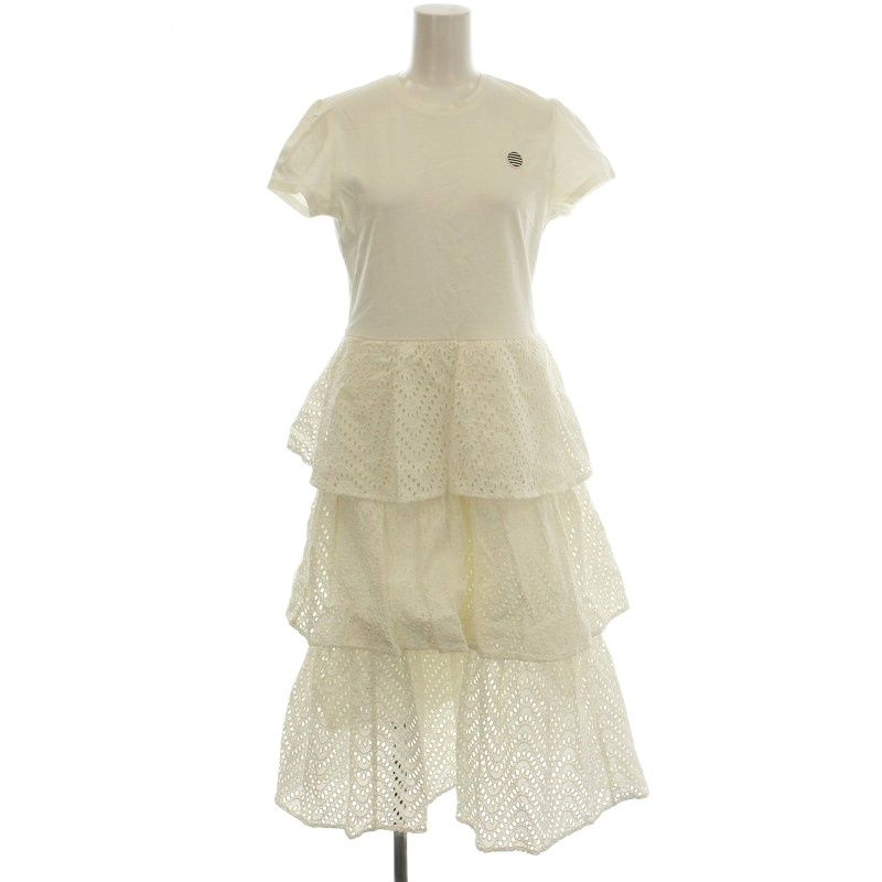 ボーダーズアットバルコニー BORDERS at BALCONY LACE DRESS レース ワンピース 半袖 ロング 36 白 ホワイト BD 2111-3 E-22 | G