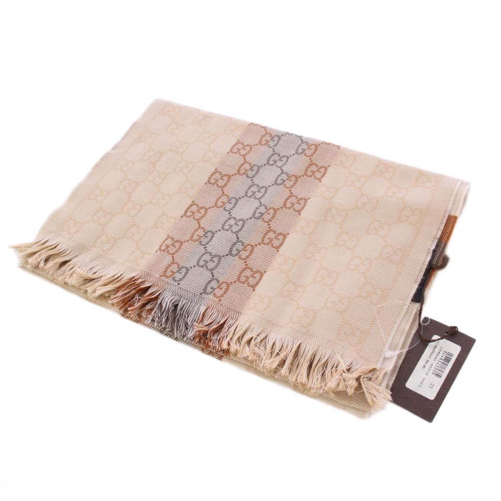 グッチ GUCCI GG柄 ストール マフラー ウール ベージュ /KH □OH