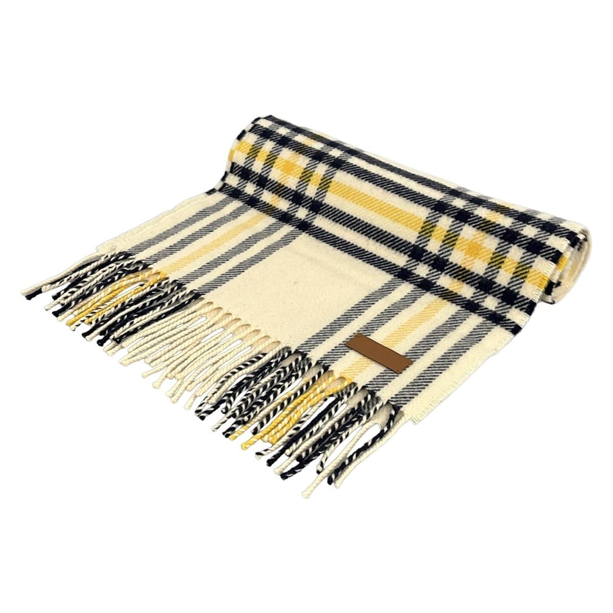 HERMES(エルメス) マフラー美品 - ベージュ×ダークネイビー×イエロー