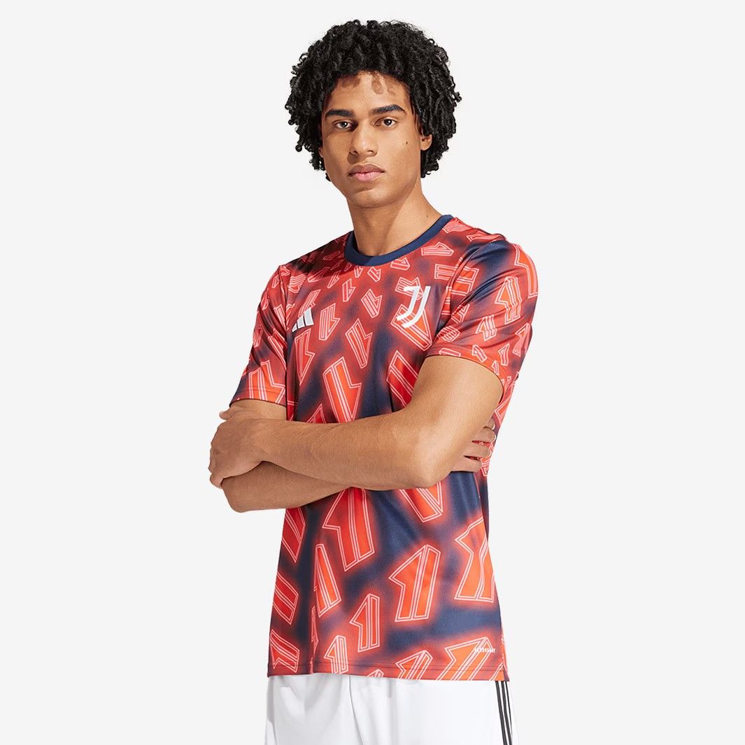 匿名配送 adidas ユヴェントス 23|24 プレマッチ 半袖 トップ 紺