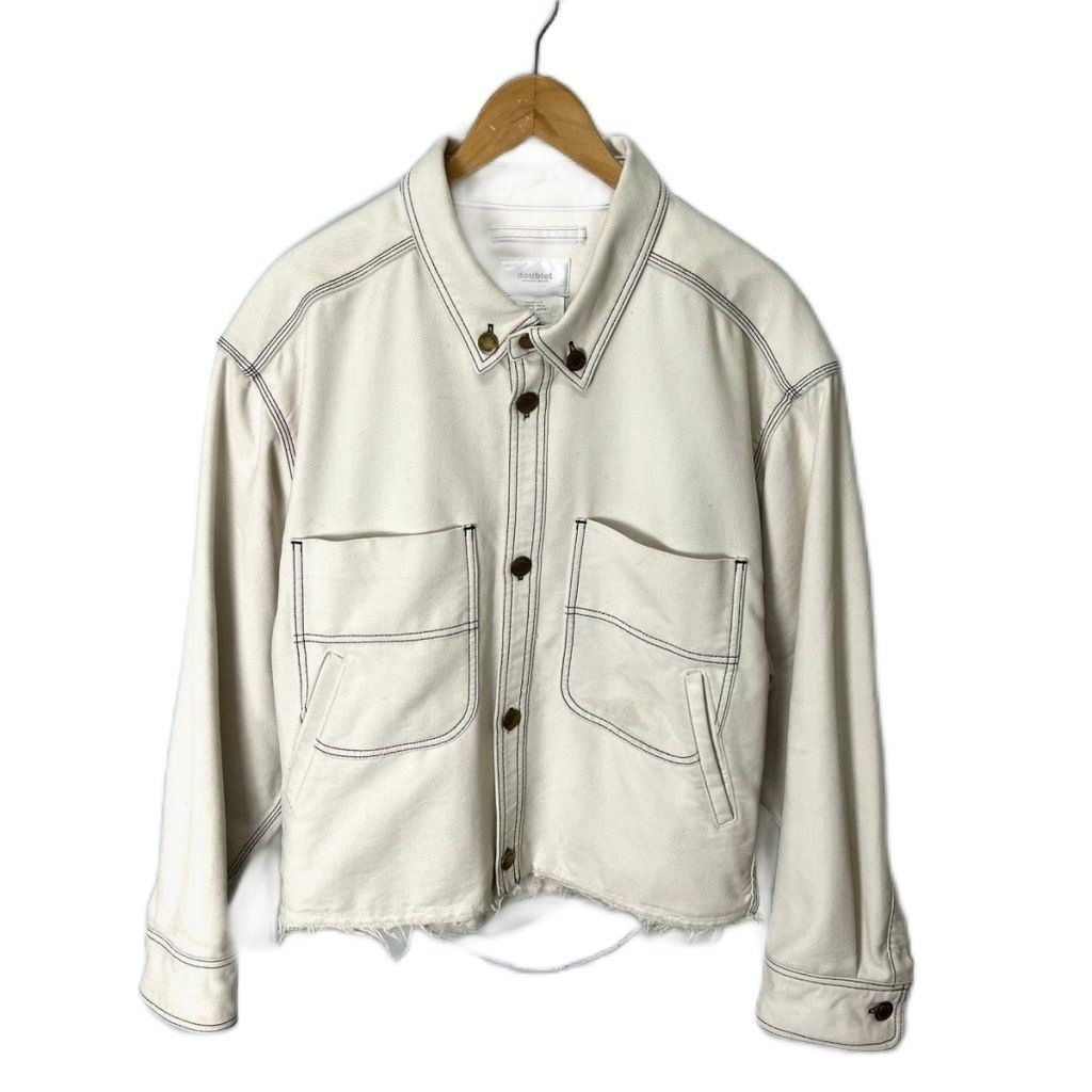 【中古】ダブレット doublet HEAVYTWILLCUT-OFFJACKET ジャケット ベージュ S 20SS08BL980 メンズ ダブレット doublet HEAVYTWILLCUT-OFFJACKET ジャケット ベージュ S