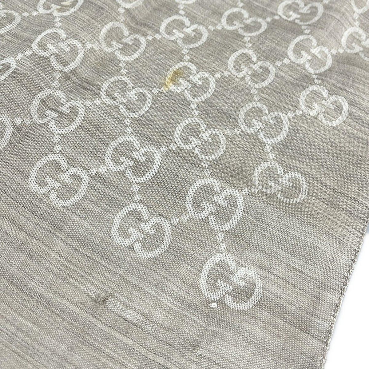 GUCCI(グッチ) ストール(ショール) - ベージュ×アイボリー GG柄 ウール