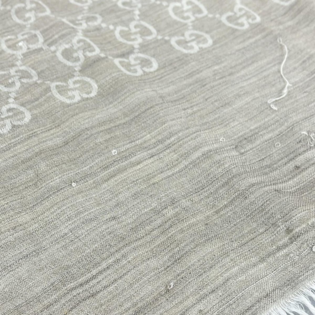 GUCCI(グッチ) ストール(ショール) - ベージュ×アイボリー GG柄 ウール