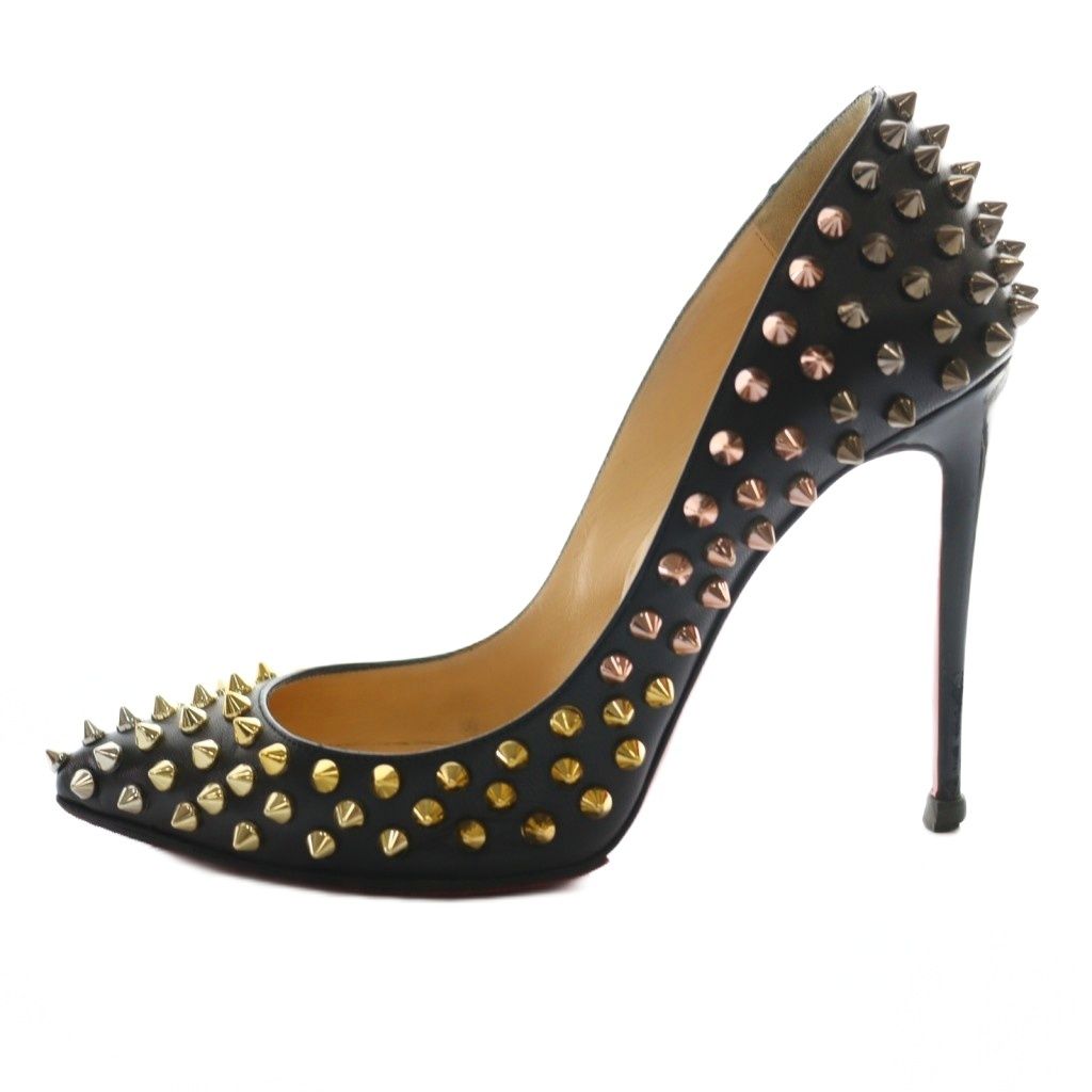 クリスチャンルブタン Christian louboutin ドンナ スタッド スパイクス DONNA STUD SPIKES 85 パンプス 36.5 マルチ 黒 ブラック ゴールド SS OS