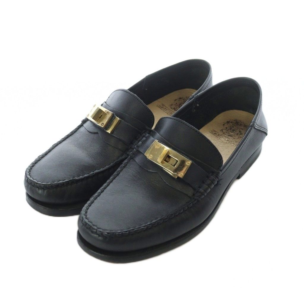 【中古】カミナンド caminando ローファー ターンロック レザー 24cm 黒 ブラック /RI ■OS レディース カミナンド caminando ターンロック ローファー レザー 黒 ブラック