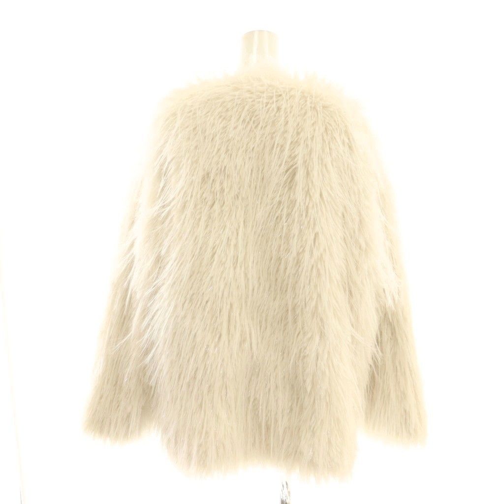 ミームセレクト me+em select ファージャケット ノーカラー フェイクファー L ホワイト /DF ■OS ■SH