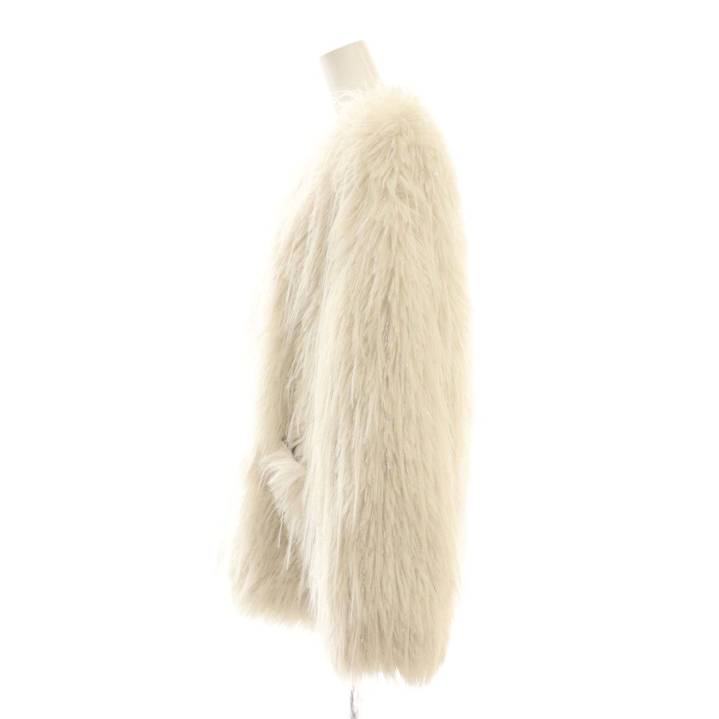 ミームセレクト me+em select ファージャケット ノーカラー フェイクファー L ホワイト /DF ■OS ■SH