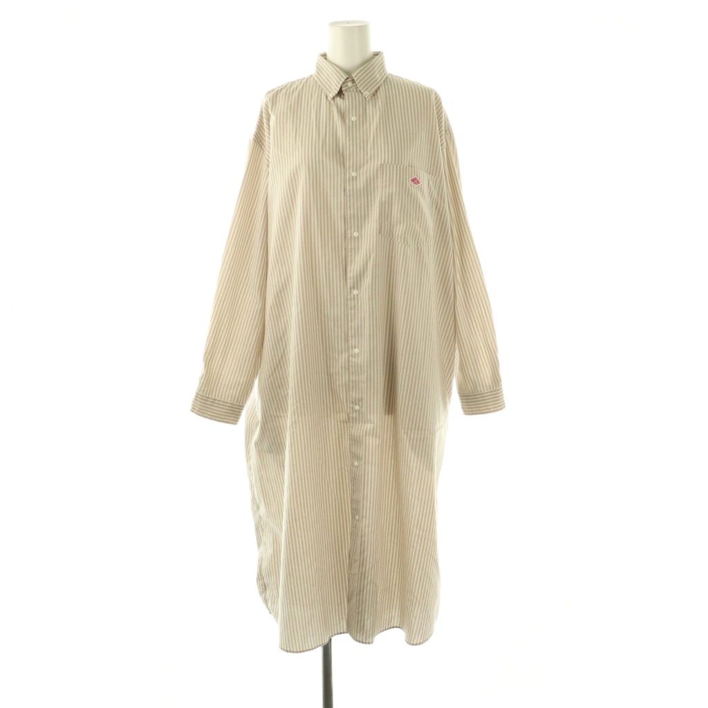 【中古】ダントン DANTON オックスフォードボタンダウンシャツドレス ワンピース 長袖 ロング 36 モカ キナリ ダントン DANTON オックスフォードボタンダウンシャツドレス
