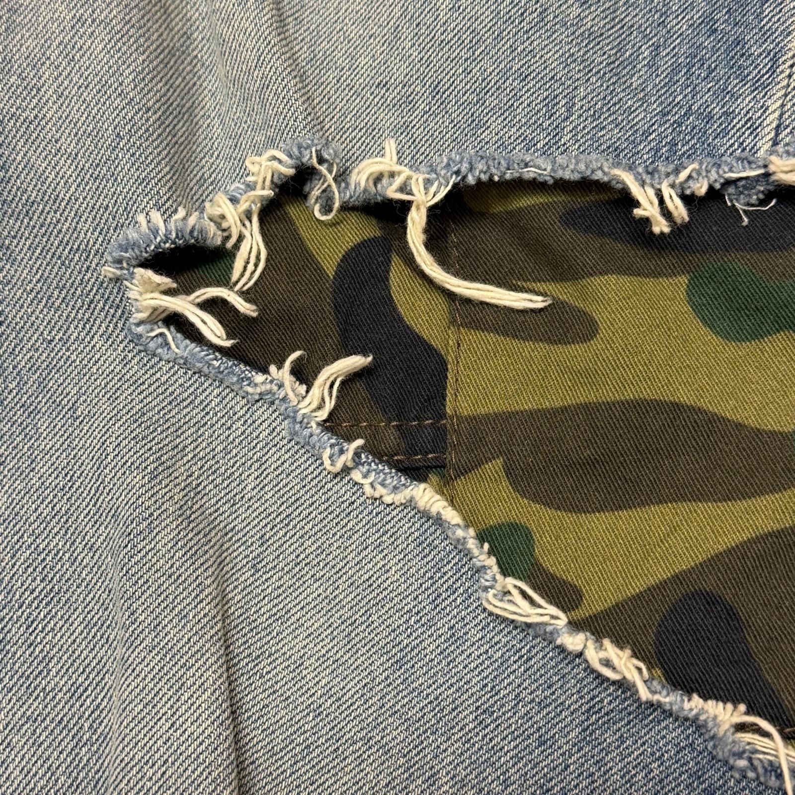 BALENCIAGA 21AW カモフラレイヤード クラッシュ デニムパンツ デニム