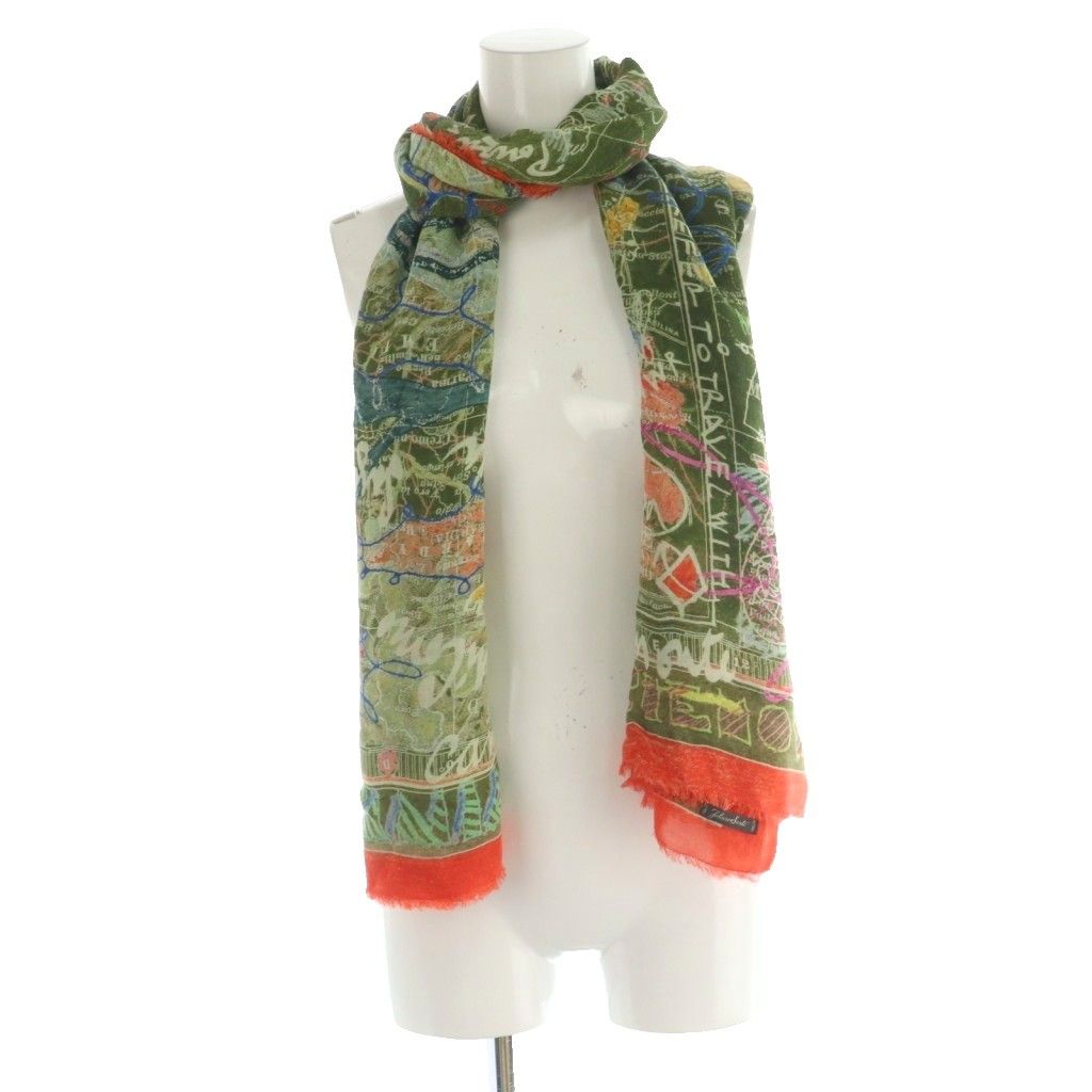 FALIERO SARTI スマイル柄 カシミヤ混 大判ストール ファリエロサルティ Faliero Sarti 総柄ストール マフラー カシミヤ混