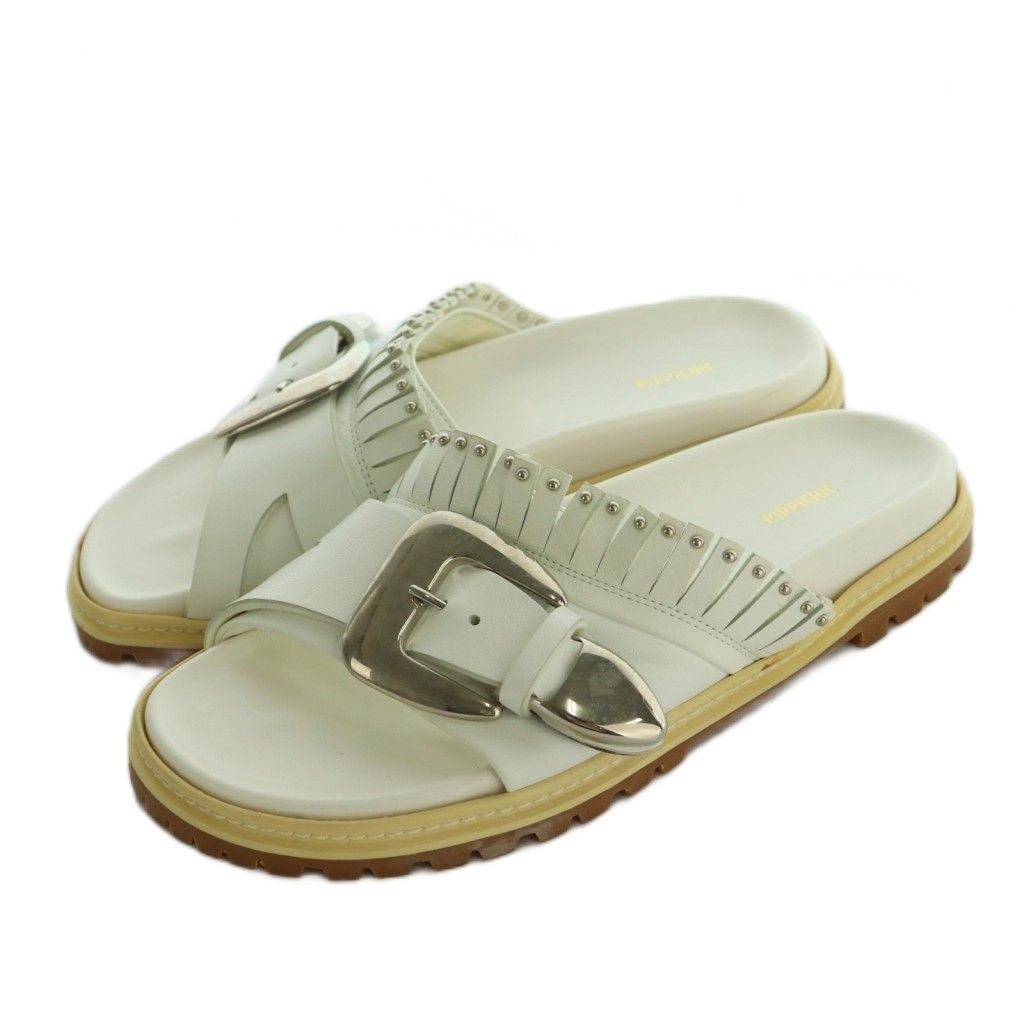 ✨新品未使用✨PIPPICHICピッピシック　バックル　レザー　ベージュ　完売品 ピッピシック PIPPICHIC レザーバックルサンダル 37 24.0cm 白